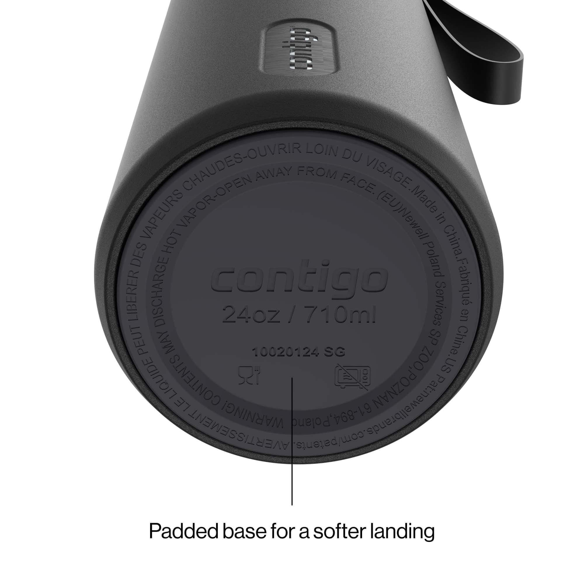 Contigo SnapSeal Leakproof Stainless Steel Reusable Water Bottle with Carrying Strap, Dark Blue/Bronze, 24 oz C024M