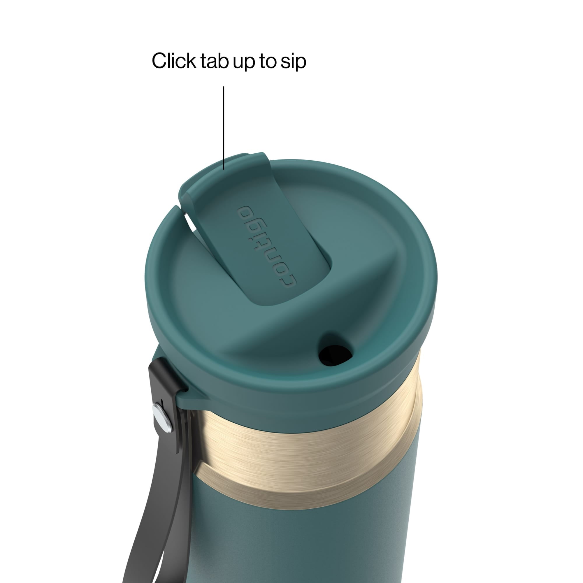 Contigo SnapSeal Leakproof Stainless Steel Reusable Water Bottle with Carrying Strap, Dark Blue/Bronze, 24 oz C024M