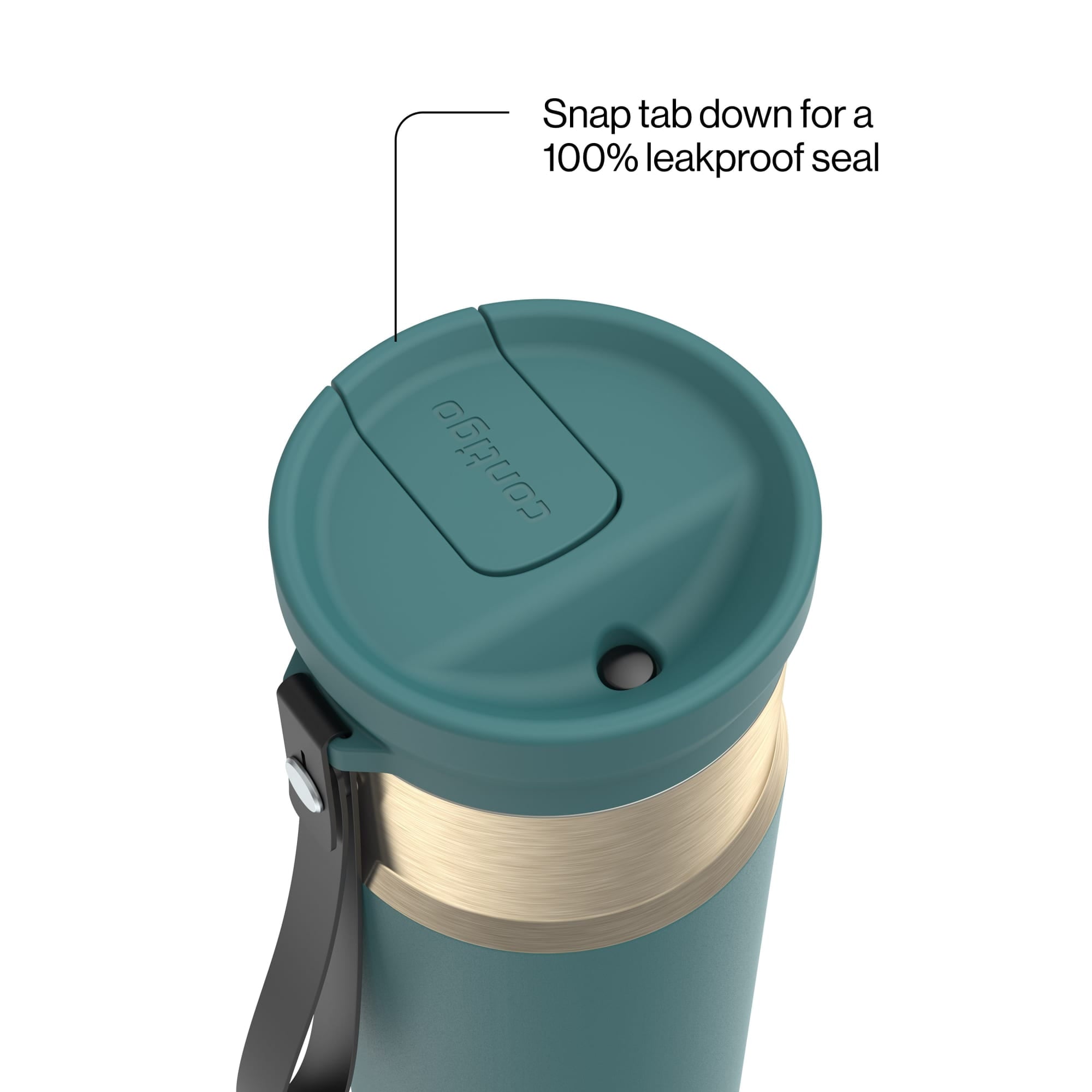 Contigo SnapSeal Leakproof Stainless Steel Reusable Water Bottle with Carrying Strap, Dark Blue/Bronze, 24 oz C024M