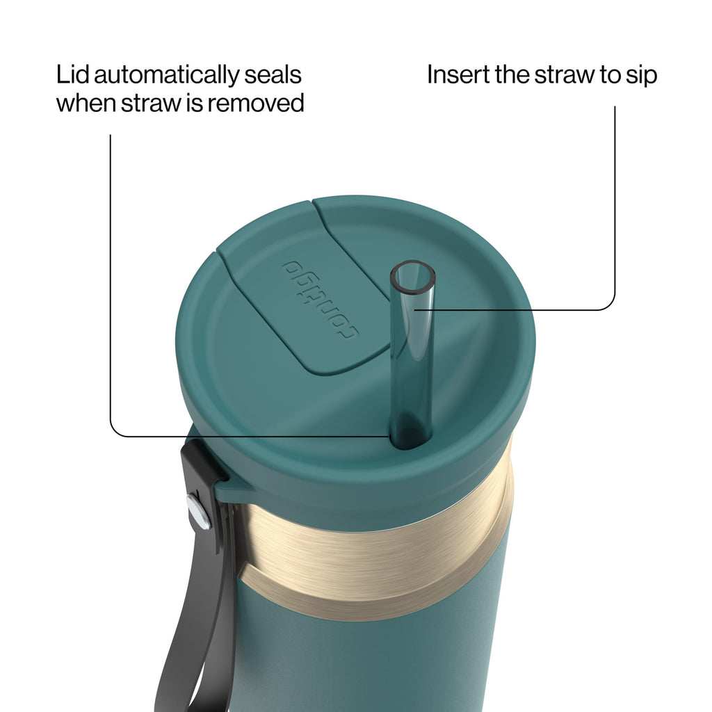 Contigo SnapSeal Leakproof Stainless Steel Reusable Water Bottle with Carrying Strap, Dark Blue/Bronze, 24 oz C024M