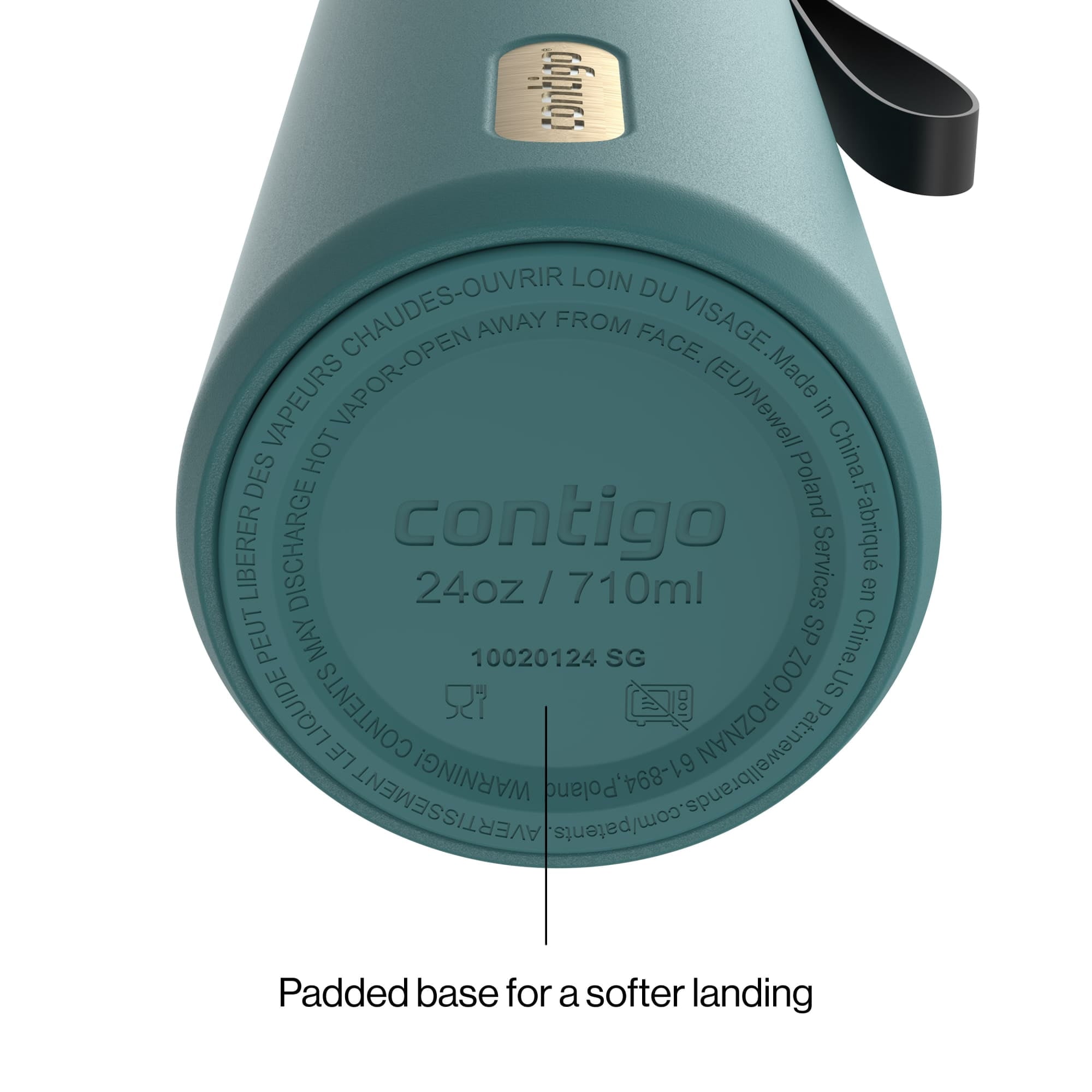 Contigo SnapSeal Leakproof Stainless Steel Reusable Water Bottle with Carrying Strap, Dark Blue/Bronze, 24 oz C024M