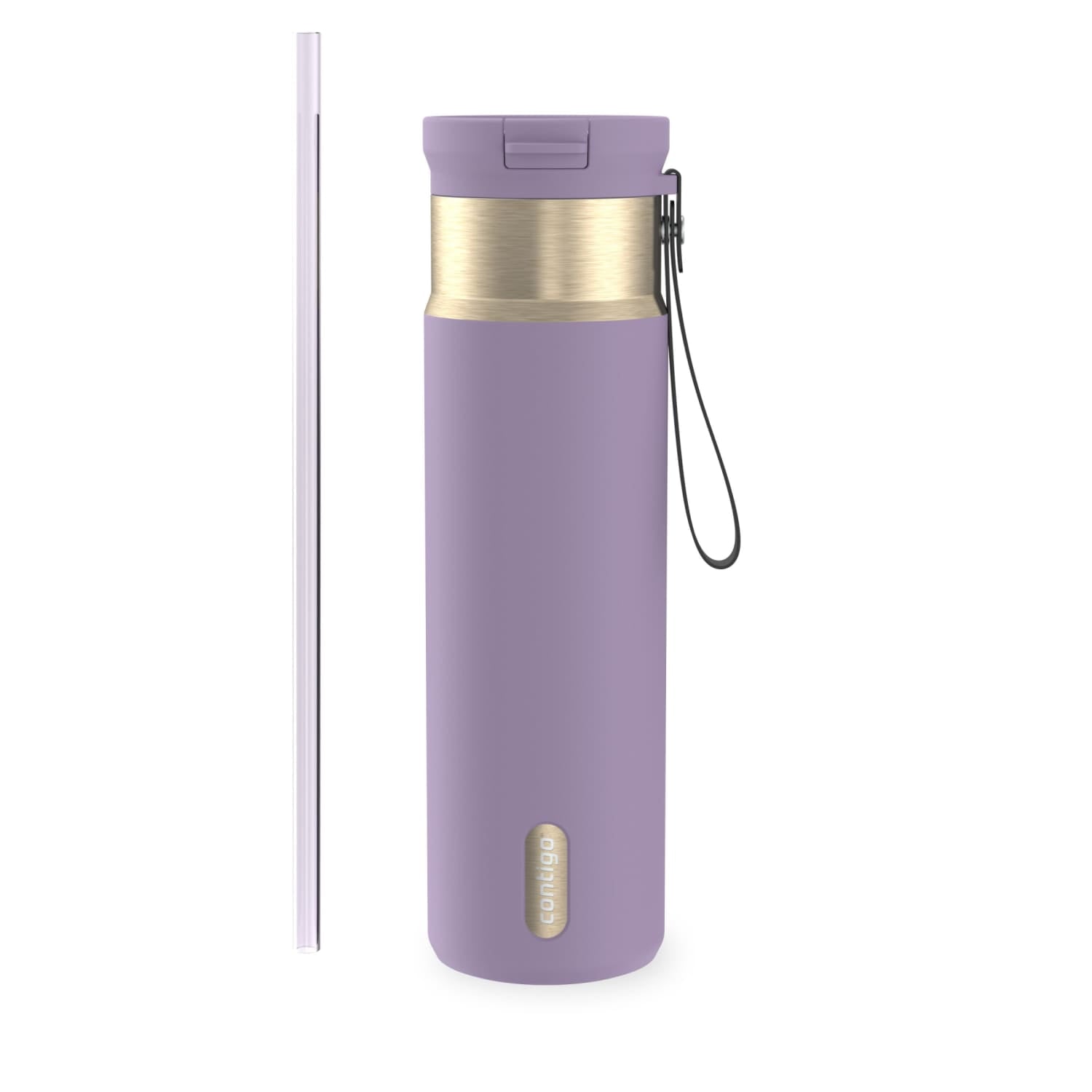 Contigo SnapSeal Leakproof Stainless Steel Reusable Water Bottle with Carrying Strap, Dark Blue/Bronze, 24 oz C024M