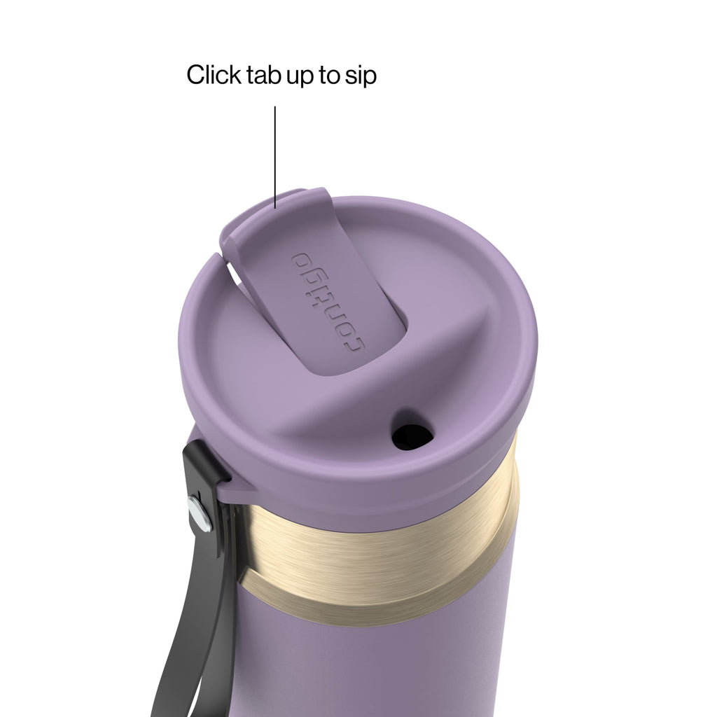 Contigo SnapSeal Leakproof Stainless Steel Reusable Water Bottle with Carrying Strap, Dark Blue/Bronze, 24 oz C024M