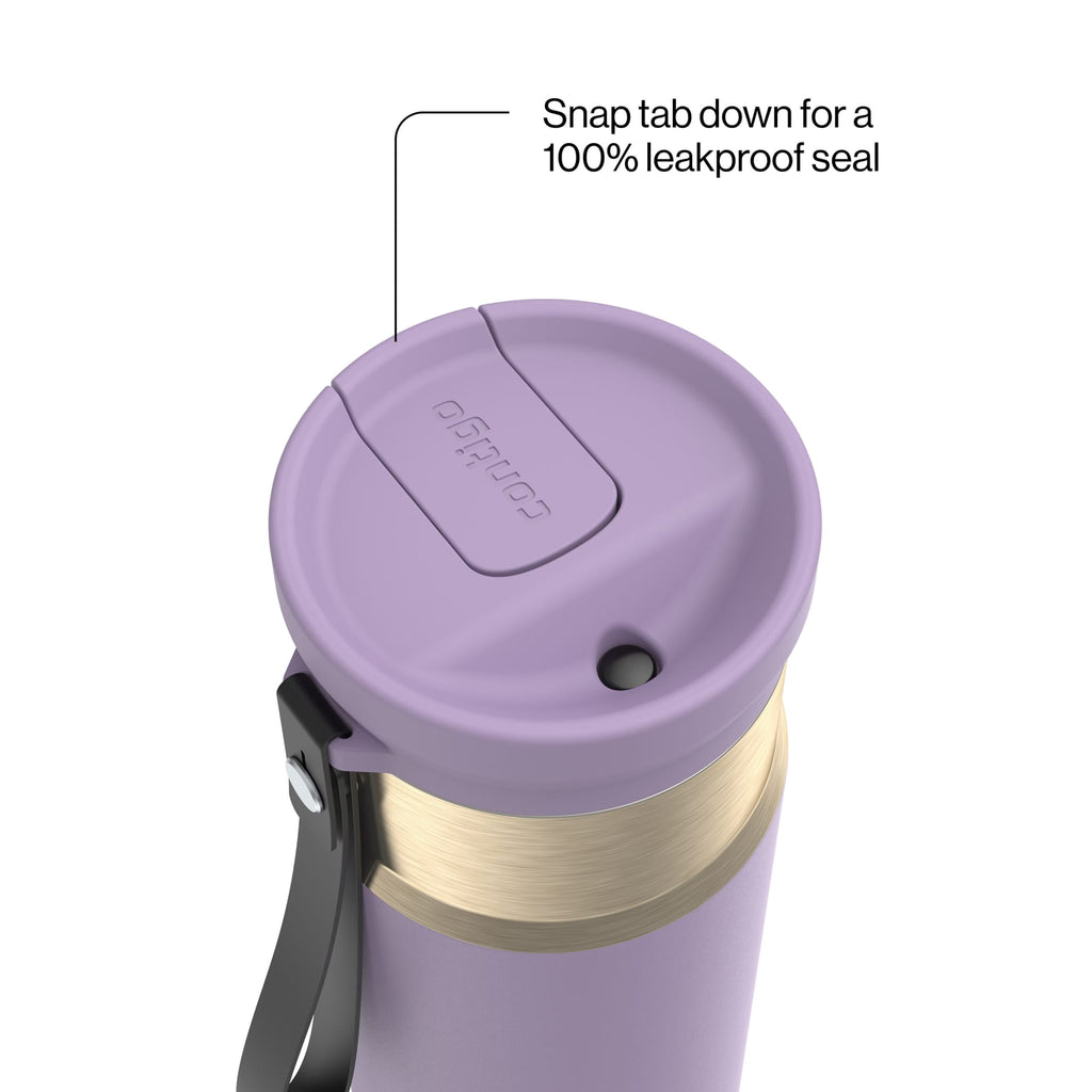 Contigo SnapSeal Leakproof Stainless Steel Reusable Water Bottle with Carrying Strap, Dark Blue/Bronze, 24 oz C024M