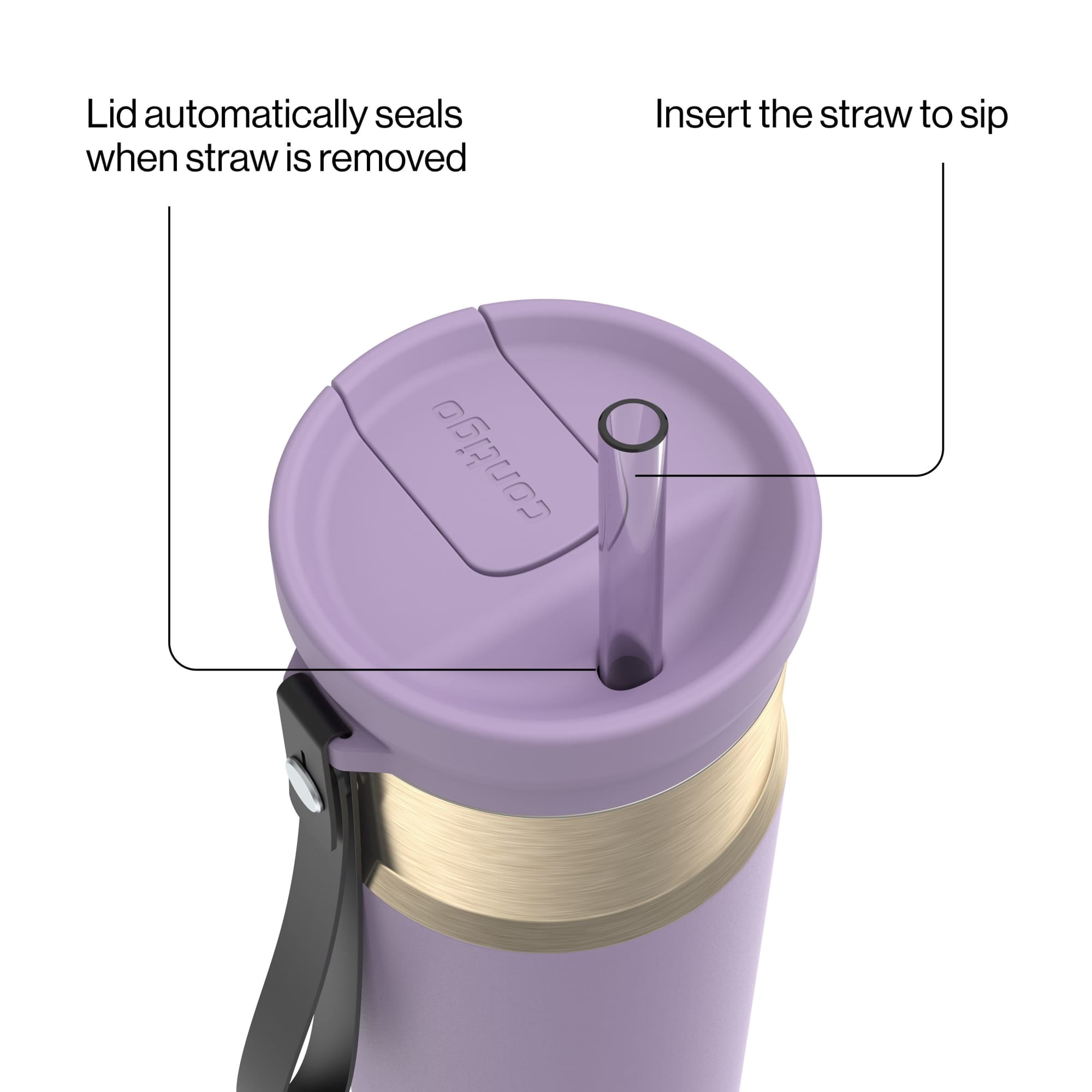 Contigo SnapSeal Leakproof Stainless Steel Reusable Water Bottle with Carrying Strap, Dark Blue/Bronze, 24 oz C024M