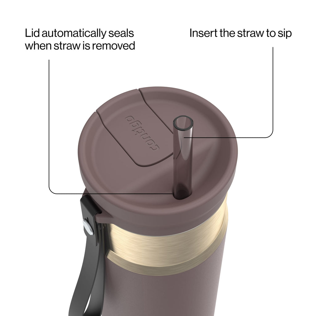 Contigo SnapSeal Leakproof Stainless Steel Reusable Water Bottle with Carrying Strap, Dark Blue/Bronze, 24 oz C024M