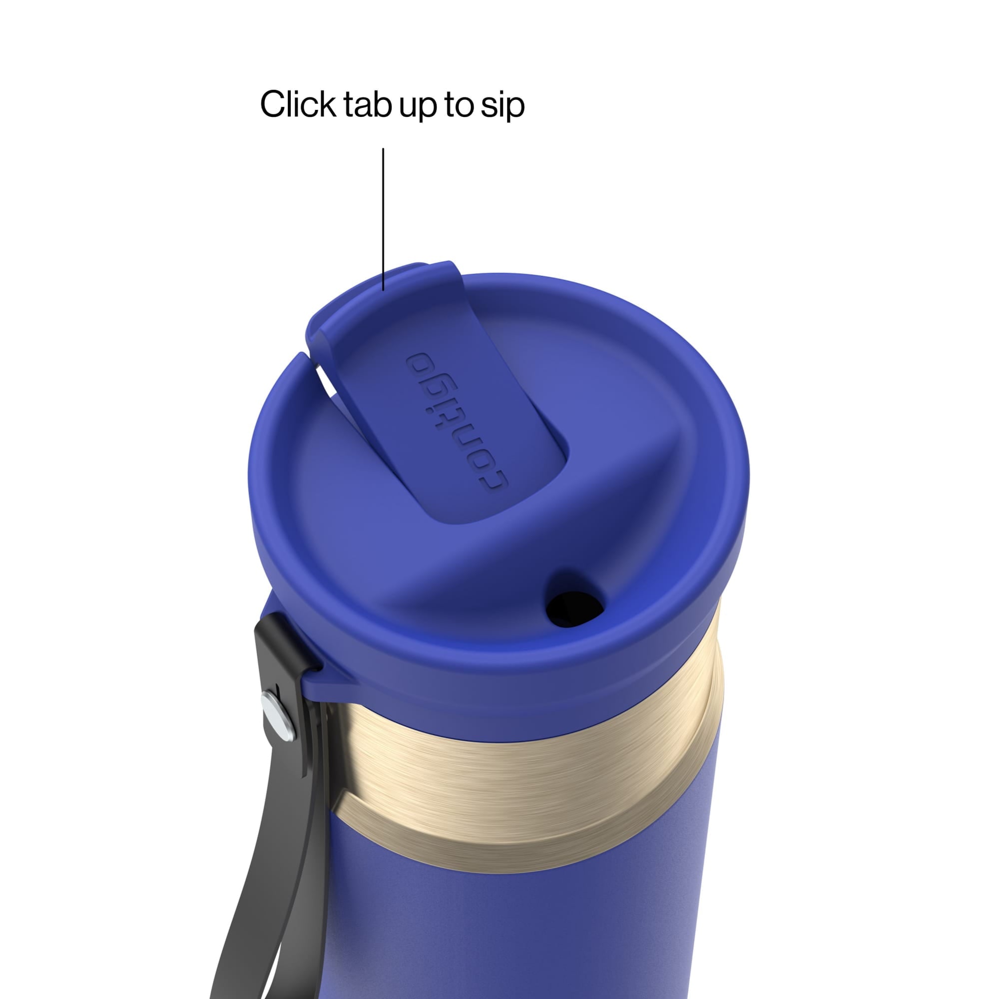 Contigo SnapSeal Leakproof Stainless Steel Reusable Water Bottle with Carrying Strap, Dark Blue/Bronze, 24 oz C024M