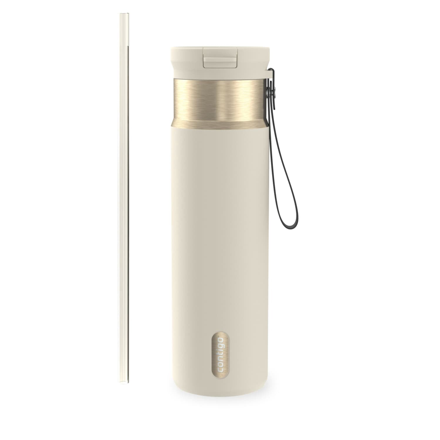 Contigo SnapSeal Leakproof Stainless Steel Reusable Water Bottle with Carrying Strap, Dark Blue/Bronze, 24 oz C024M