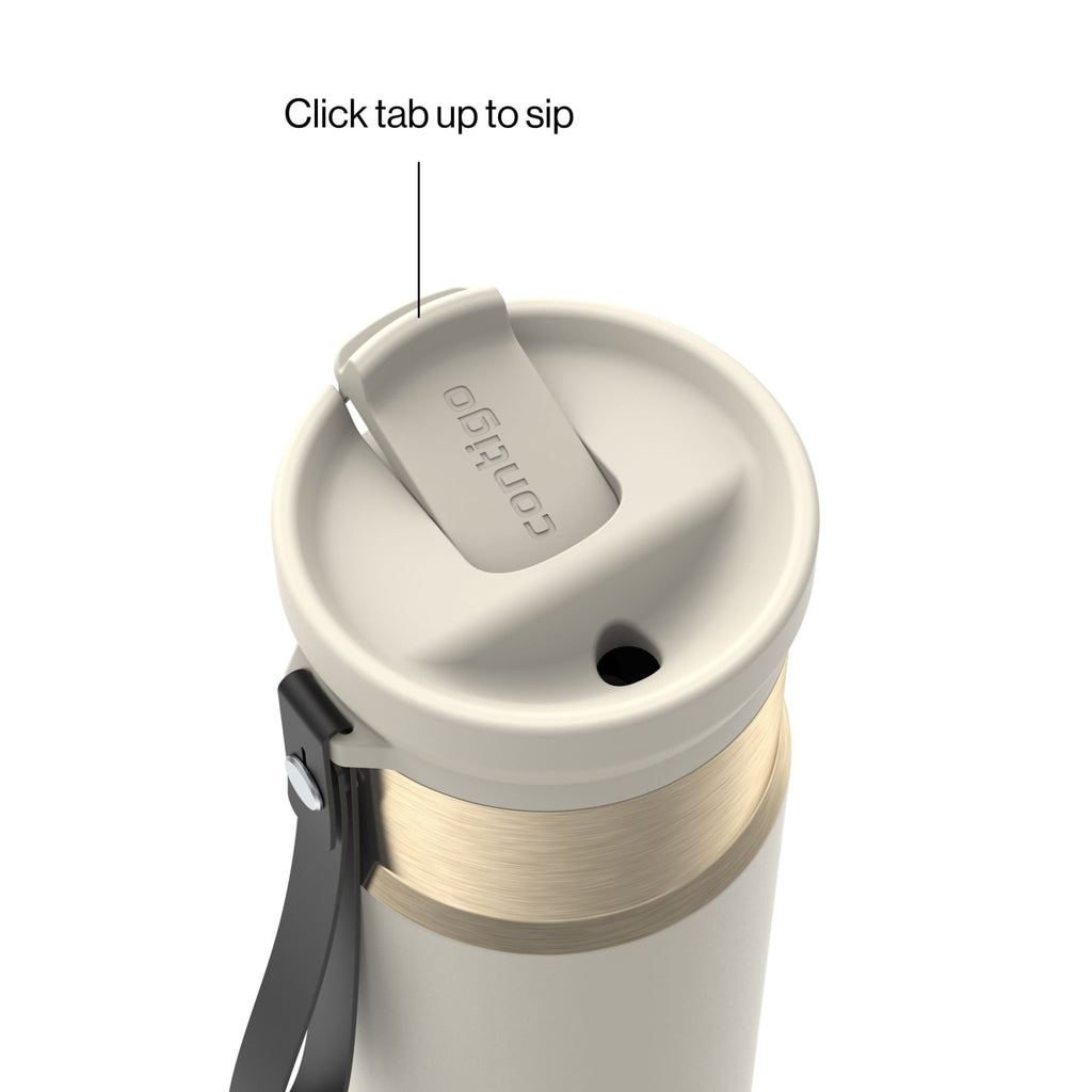 Contigo SnapSeal Leakproof Stainless Steel Reusable Water Bottle with Carrying Strap, Dark Blue/Bronze, 24 oz C024M
