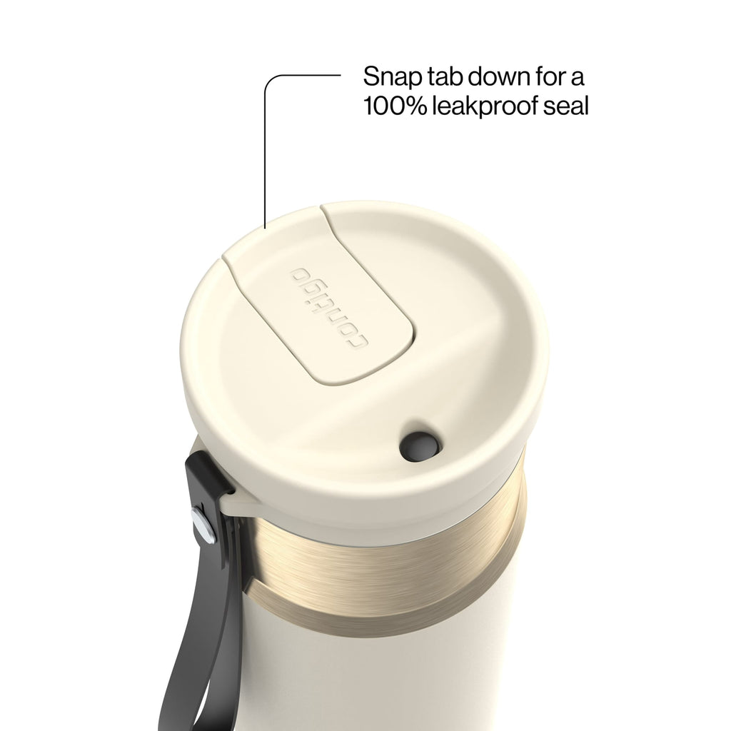 Contigo SnapSeal Leakproof Stainless Steel Reusable Water Bottle with Carrying Strap, Dark Blue/Bronze, 24 oz C024M