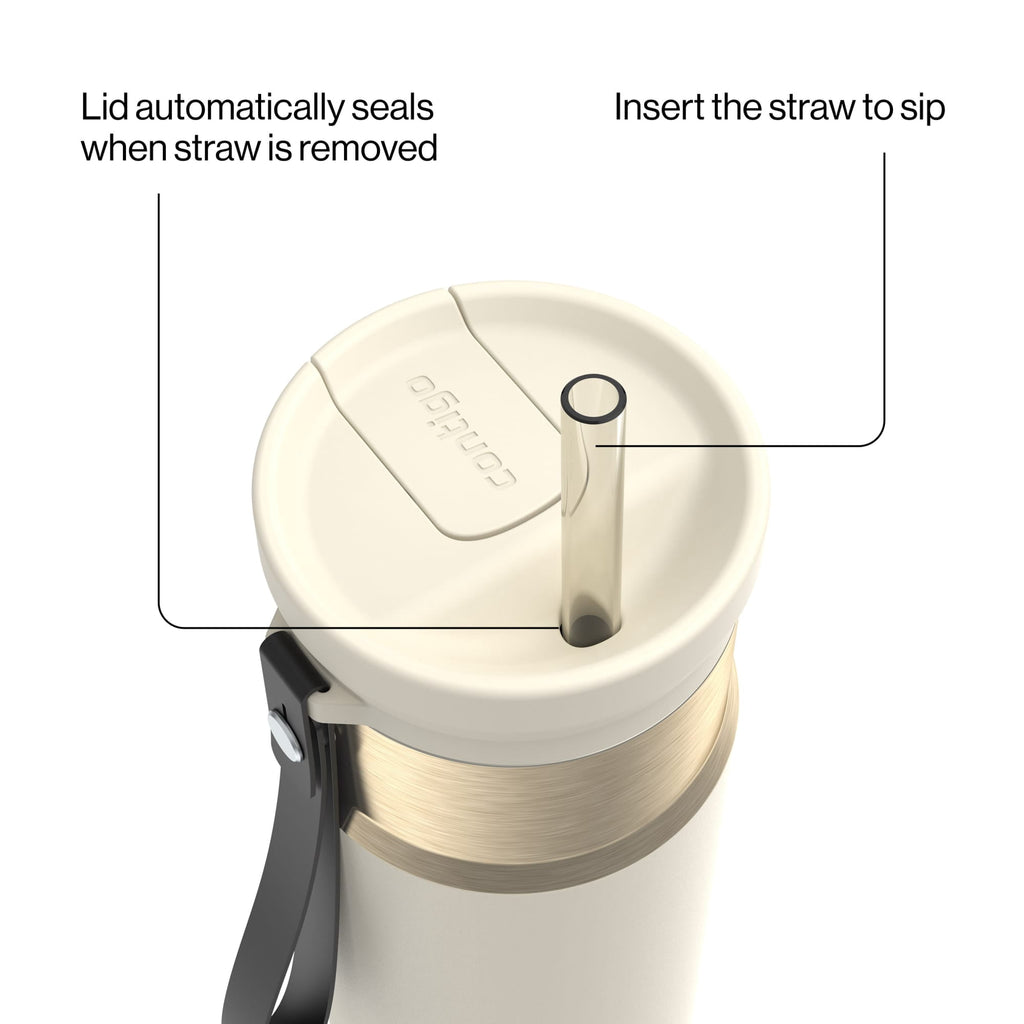 Contigo SnapSeal Leakproof Stainless Steel Reusable Water Bottle with Carrying Strap, Dark Blue/Bronze, 24 oz C024M