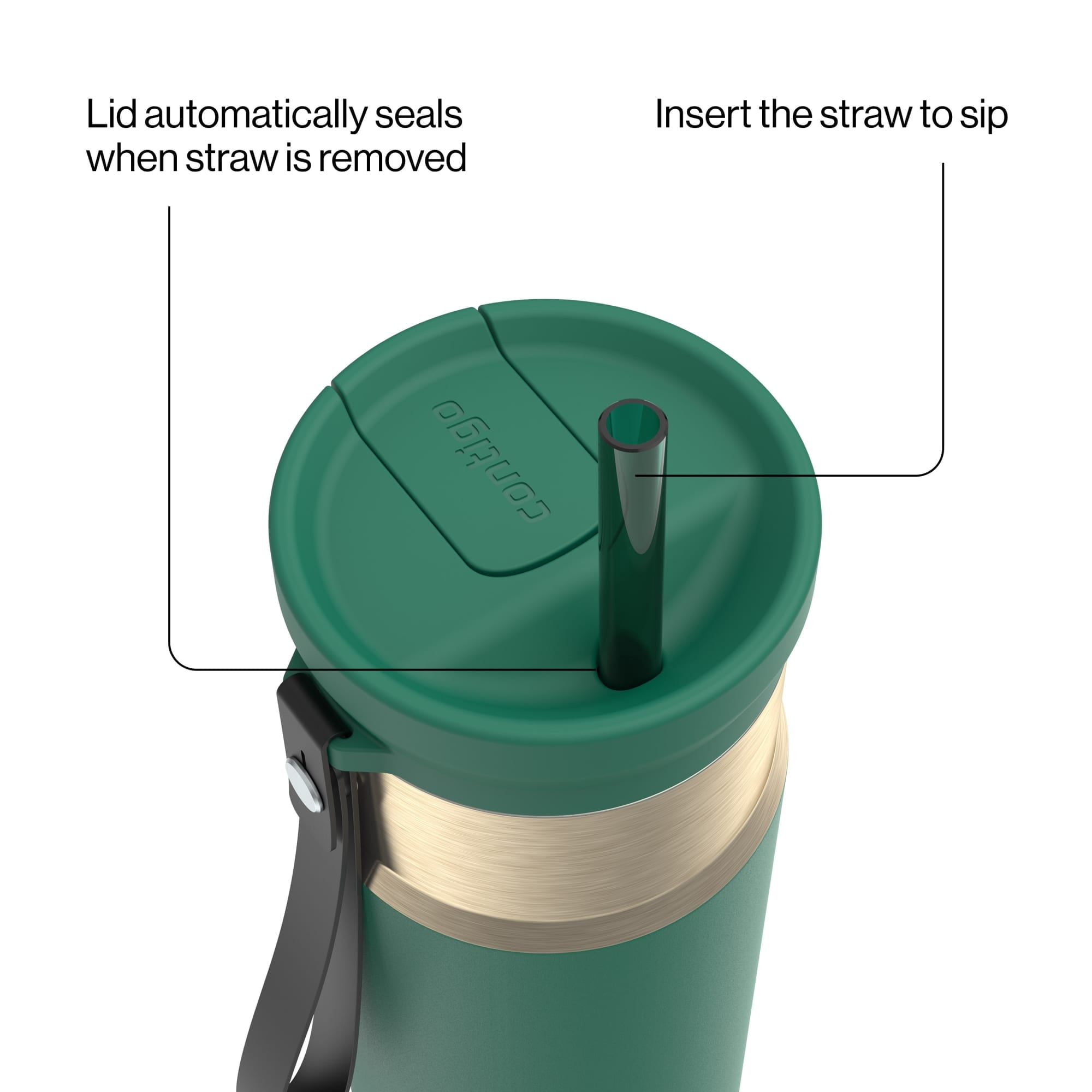 Contigo SnapSeal Leakproof Stainless Steel Reusable Water Bottle with Carrying Strap, Dark Blue/Bronze, 24 oz C024M