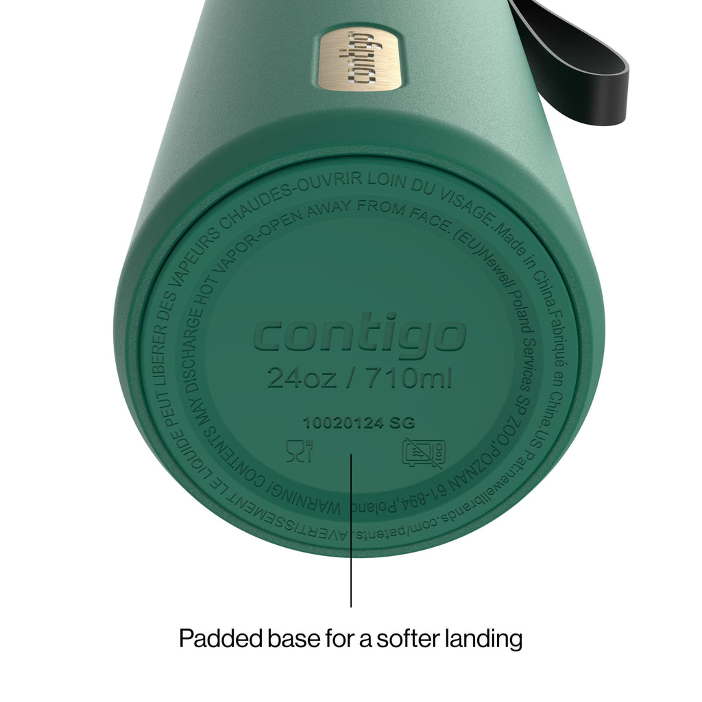 Contigo SnapSeal Leakproof Stainless Steel Reusable Water Bottle with Carrying Strap, Dark Blue/Bronze, 24 oz C024M