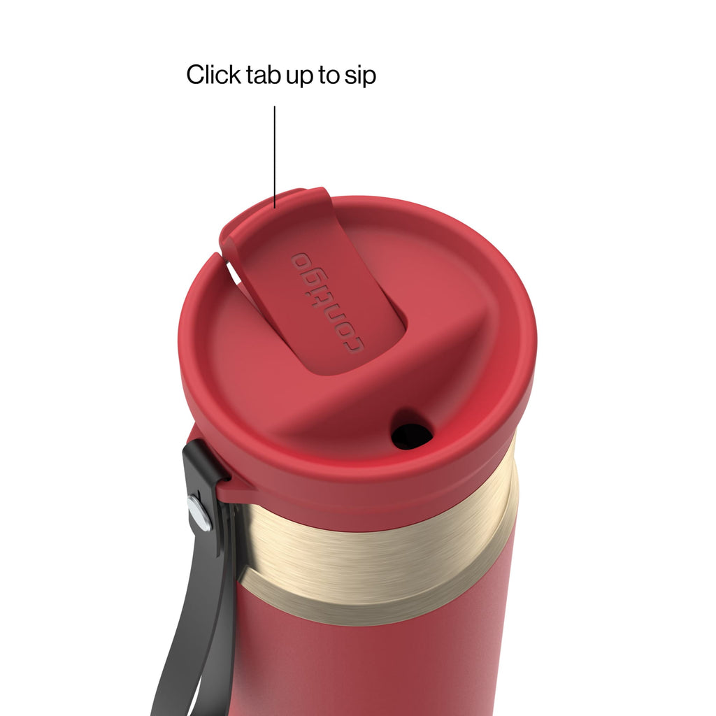 Contigo SnapSeal Leakproof Stainless Steel Reusable Water Bottle with Carrying Strap, Dark Blue/Bronze, 24 oz C024M