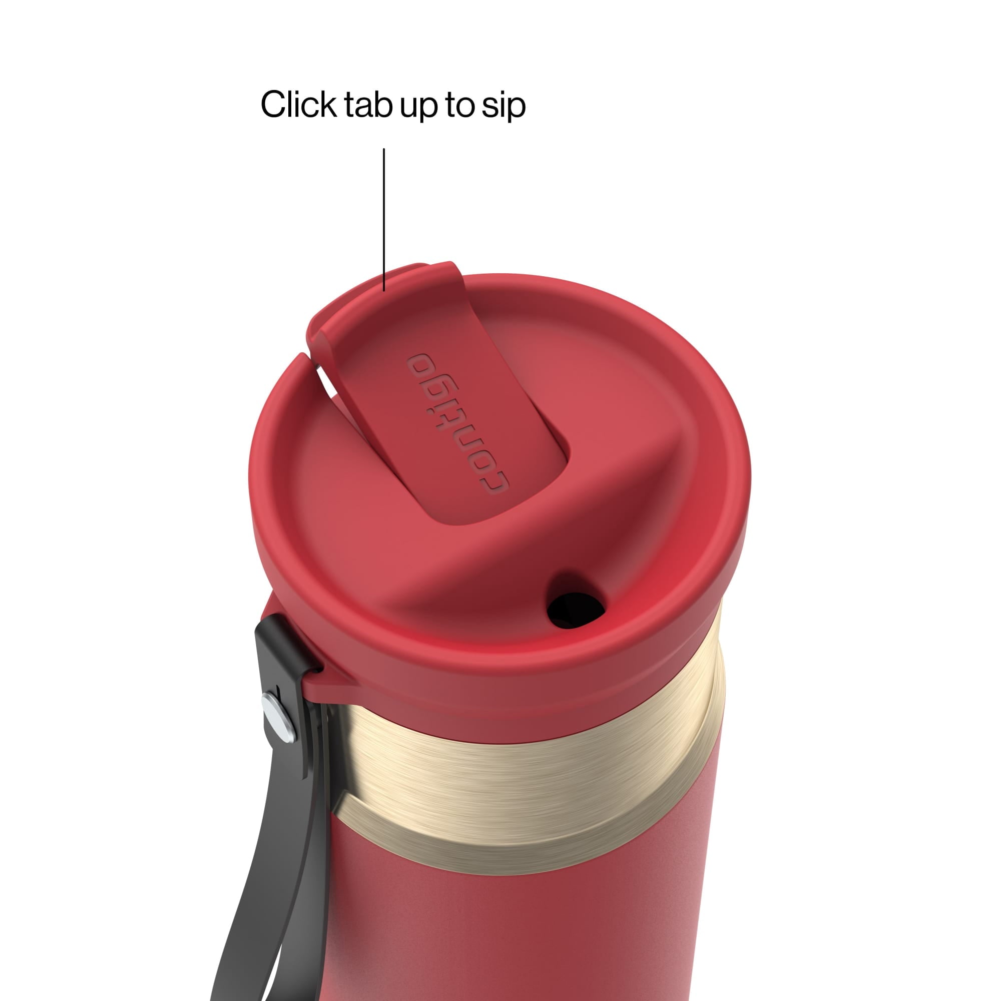 Contigo SnapSeal Leakproof Stainless Steel Reusable Water Bottle with Carrying Strap, Dark Blue/Bronze, 24 oz C024M