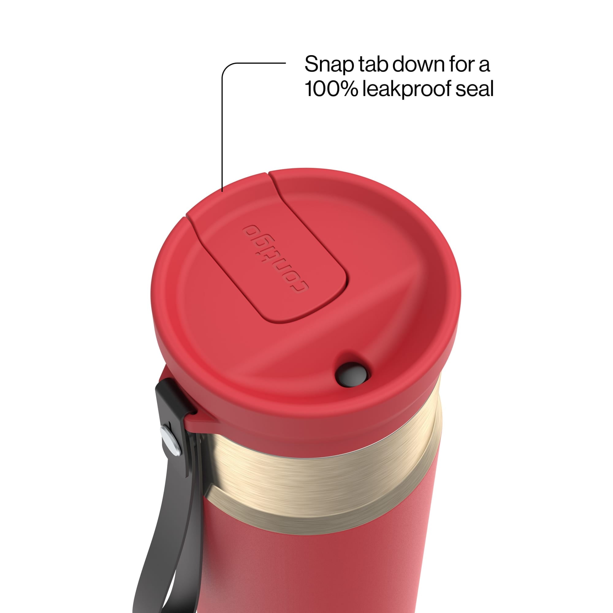 Contigo SnapSeal Leakproof Stainless Steel Reusable Water Bottle with Carrying Strap, Dark Blue/Bronze, 24 oz C024M