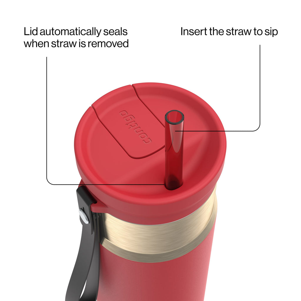 Contigo SnapSeal Leakproof Stainless Steel Reusable Water Bottle with Carrying Strap, Dark Blue/Bronze, 24 oz C024M
