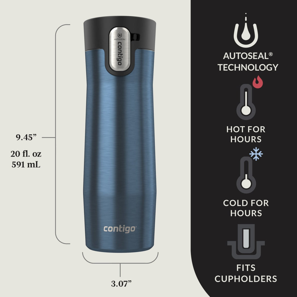 Contigo AUTOSEAL West Loop Vacuum-Insulated Stainless Steel Travel Mug with Easy-Clean Lid, 20 oz C006H