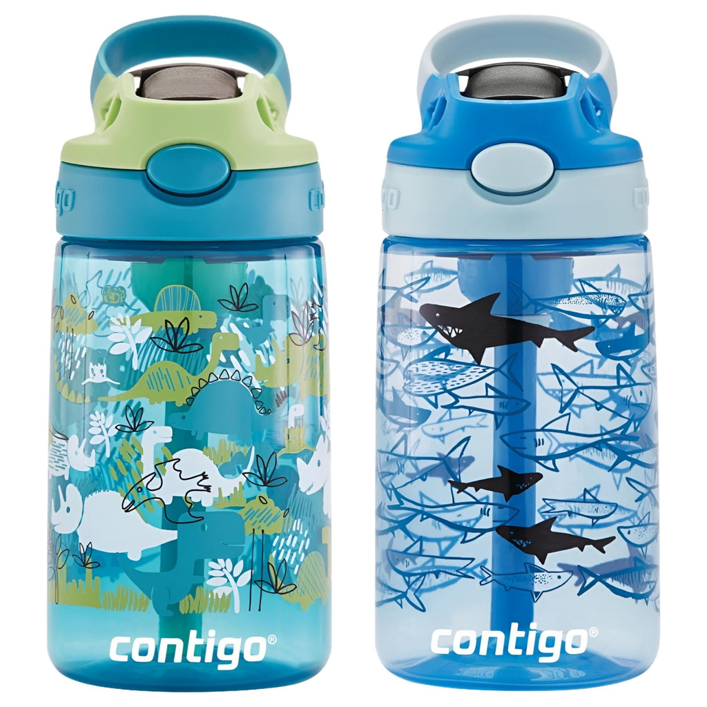 Contigo Kids 2-Pack Straw Water Bottle, 14 oz - Dinos/Sharks C057L