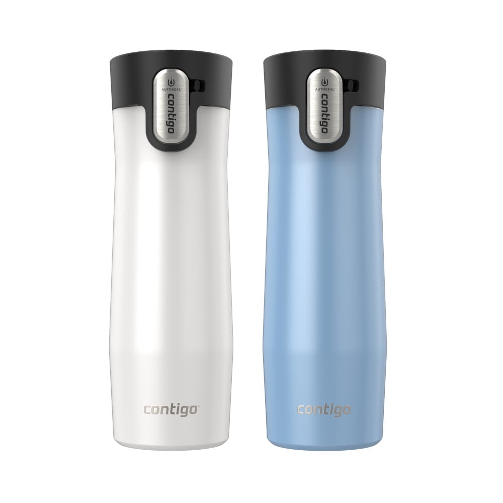 Contigo AUTOSEAL West Loop Vacuum-Insulated Stainless Steel Travel Mug with Easy-Clean Lid, 20 oz, Crystal Lakeside &amp; Crystal Agave, 2-Pack C009X