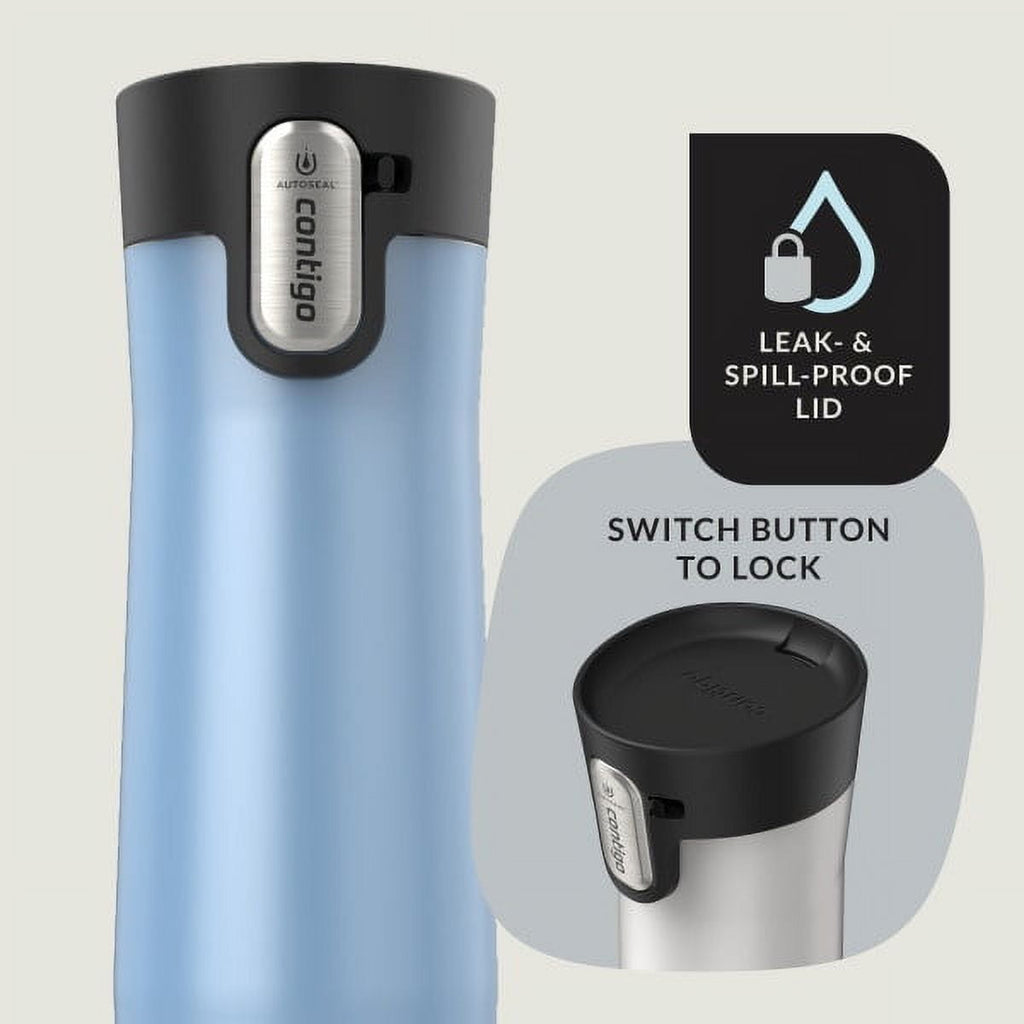 Contigo AUTOSEAL West Loop Vacuum-Insulated Stainless Steel Travel Mug with Easy-Clean Lid, 20 oz, Crystal Lakeside &amp; Crystal Agave, 2-Pack C009X