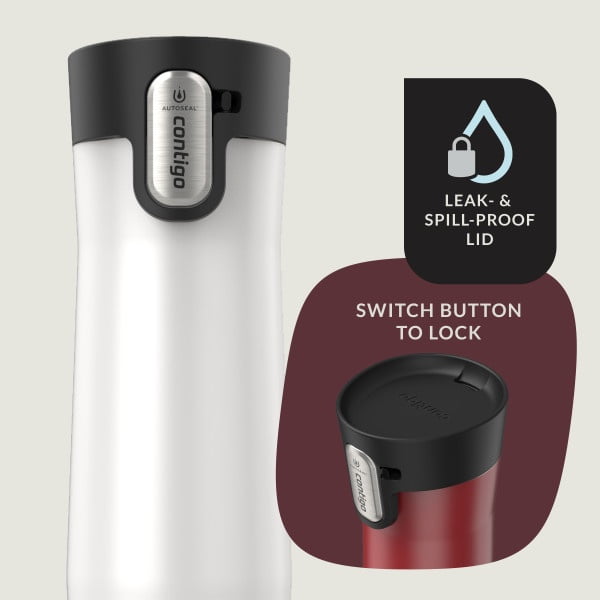 Contigo AUTOSEAL West Loop Vacuum-Insulated Stainless Steel Travel Mug with Easy-Clean Lid, 20 oz, Crystal Lakeside &amp; Crystal Agave, 2-Pack C009X