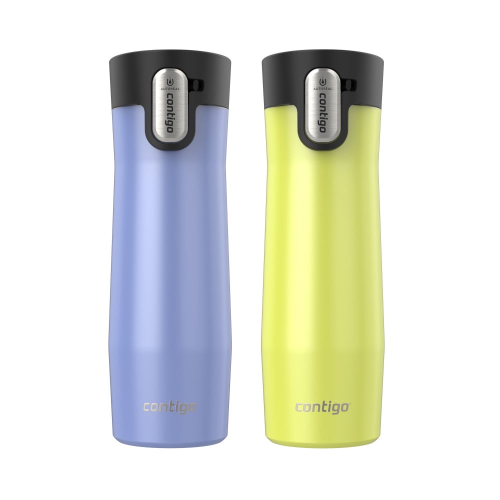 Contigo AUTOSEAL West Loop Vacuum-Insulated Stainless Steel Travel Mug with Easy-Clean Lid, 20 oz, Crystal Lakeside &amp; Crystal Agave, 2-Pack C009X