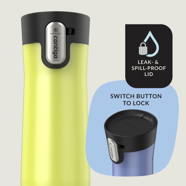 Contigo AUTOSEAL West Loop Vacuum-Insulated Stainless Steel Travel Mug with Easy-Clean Lid, 20 oz, Crystal Lakeside &amp; Crystal Agave, 2-Pack C009X