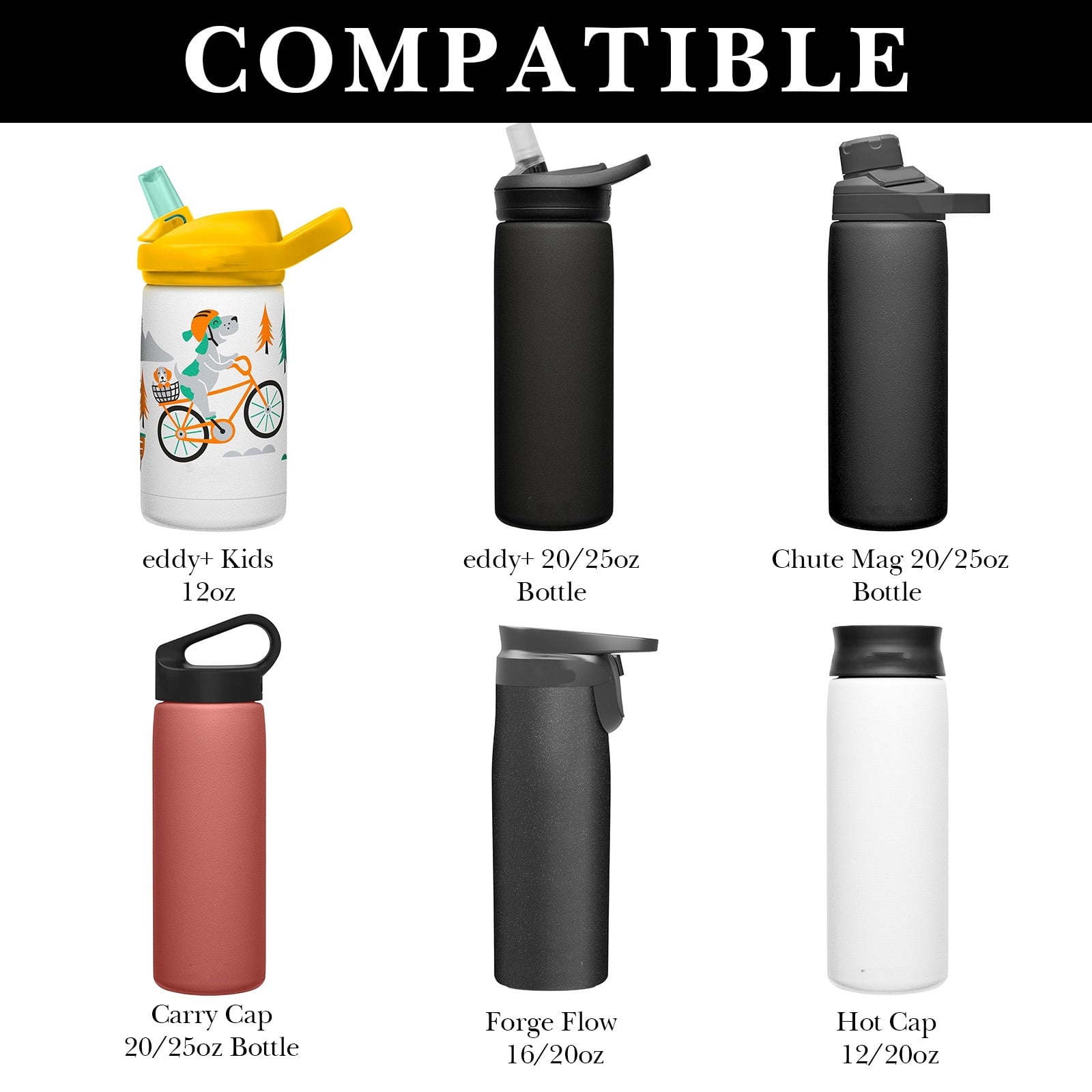 Linkidea 6 Pack Water Bottle Bottom Pad Compatible with CamelBak eddy+ Steel Bottle 20/25oz, Chute Mag Bottle, Silicone Anti-Slip Waterbottle Base Silencer Rubber Protector C391S