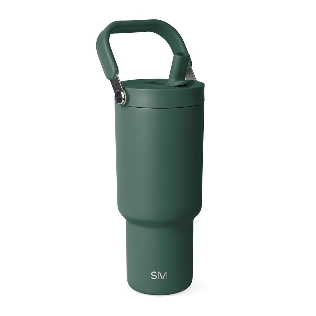 Simple Modern 30 fl oz Insulated Stainless Steel Trek Pivot Tumbler with Straw Lid and Top Handle|Forest C400S