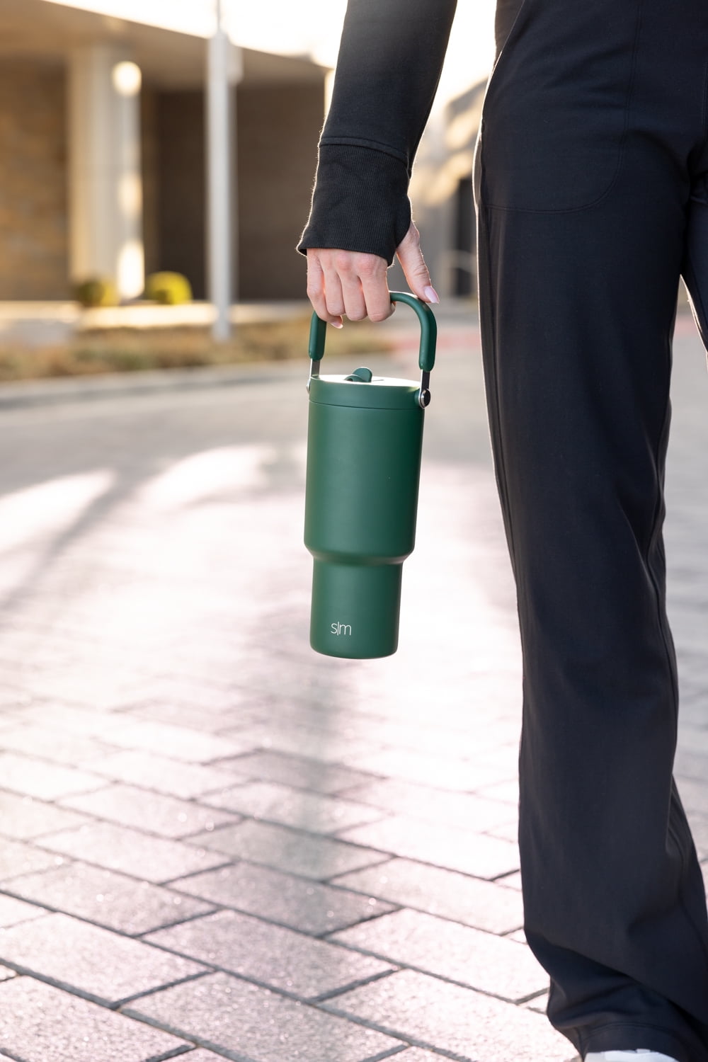 Simple Modern 30 fl oz Insulated Stainless Steel Trek Pivot Tumbler with Straw Lid and Top Handle|Forest C400S