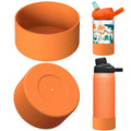 Linkidea 2 Pack Water Bottle Boot Compatible with CamelBak Eddy+20oz/25oz, Chute Mag 20oz/25oz, Carry Cap, Silicone Anti-Slip Bottle Bottom Bumper Protector (Orange) C387K