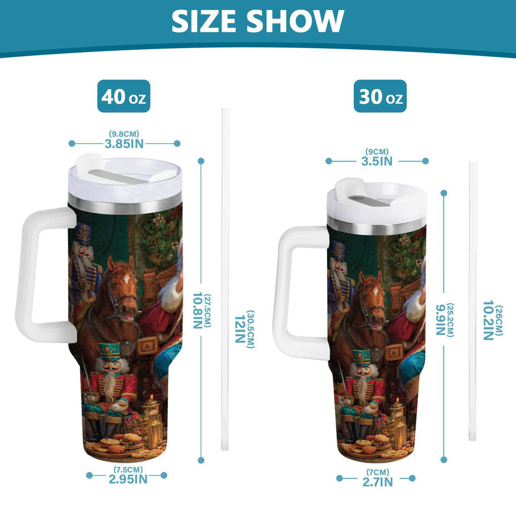 40 oz Insulated Stainless Steel Tumbler Double Wall Stainless Steel Tumbler with 2-Way Drinking Santa Eating Cookies C548Y