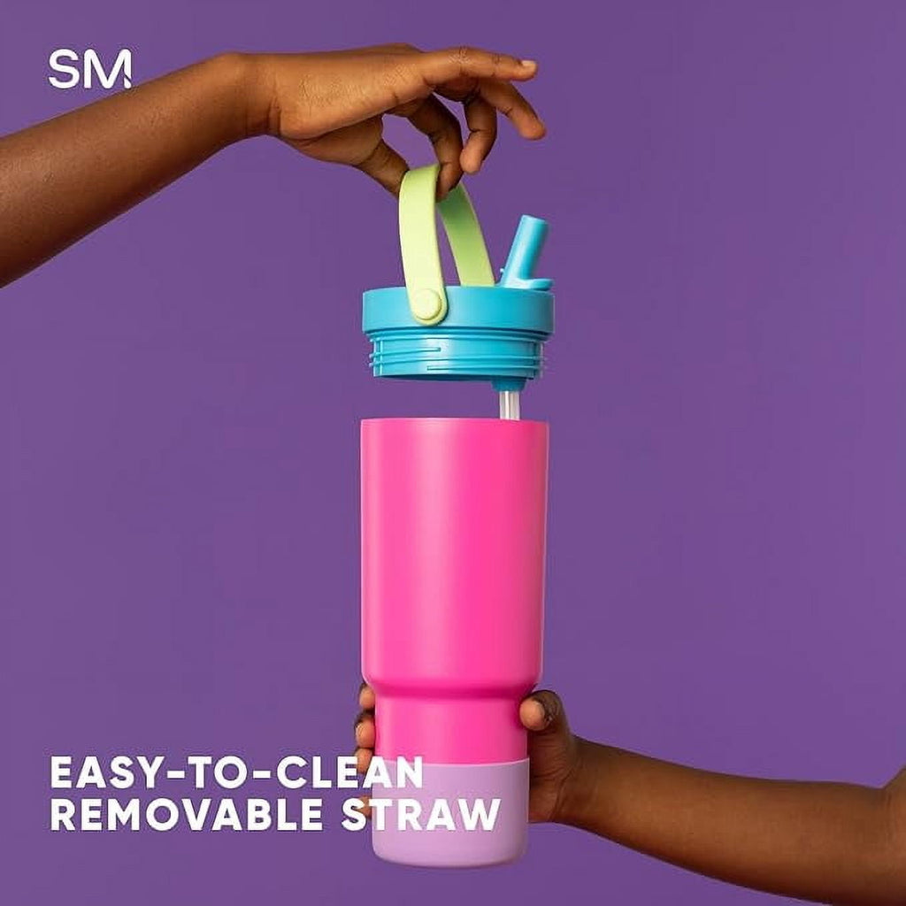Simple Modern 24 fl oz Insulated Stainless Steel Trek Pivot Tumbler with Straw Lid and Top Handle|Seaside Blue C397W