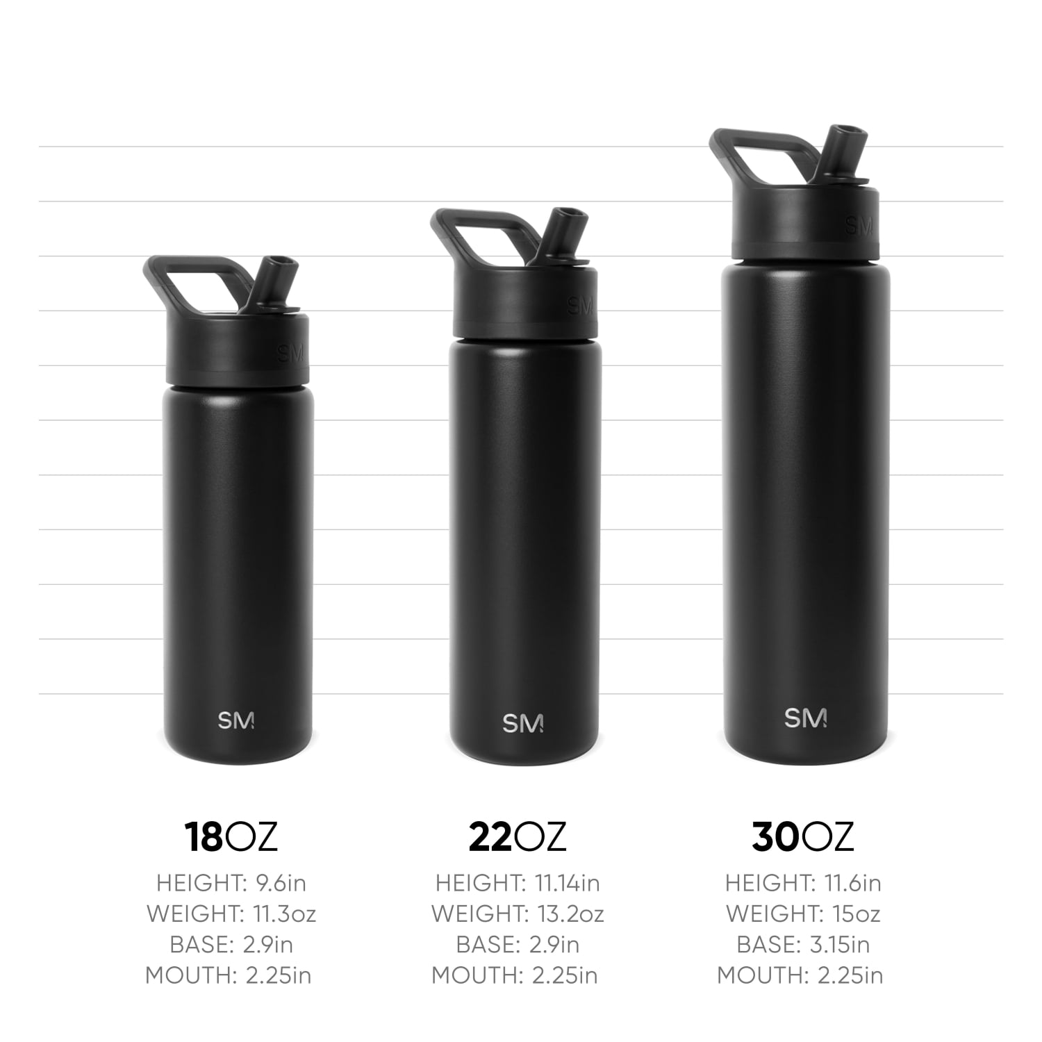 Simple Modern 18 fl oz Insulated Stainless Steel Summit Wide Mouth Water Bottle with Handle and Straw Lid|Black and White Checkmate C398F