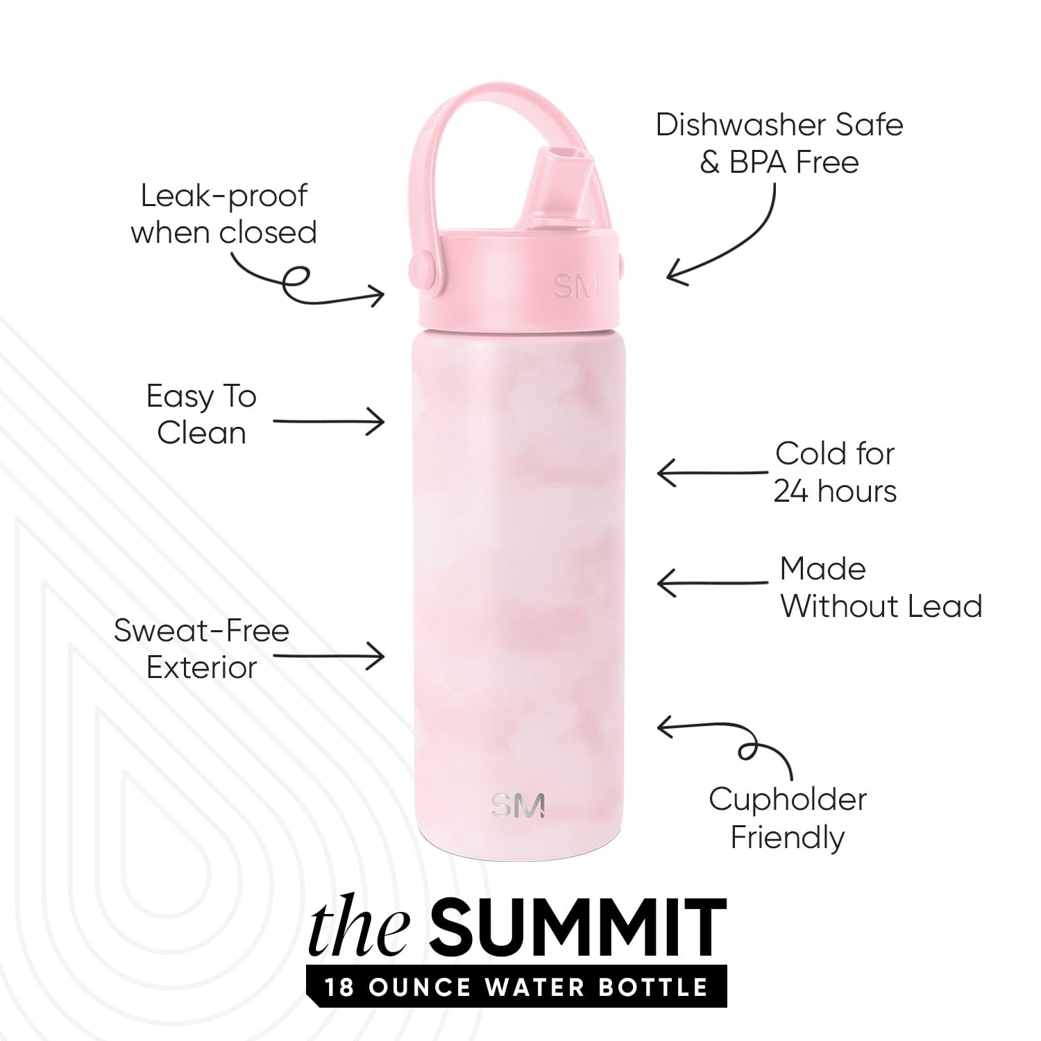 Simple Modern 18 fl oz Insulated Stainless Steel Summit Wide Mouth Water Bottle with Handle and Straw Lid|Black and White Checkmate C398F