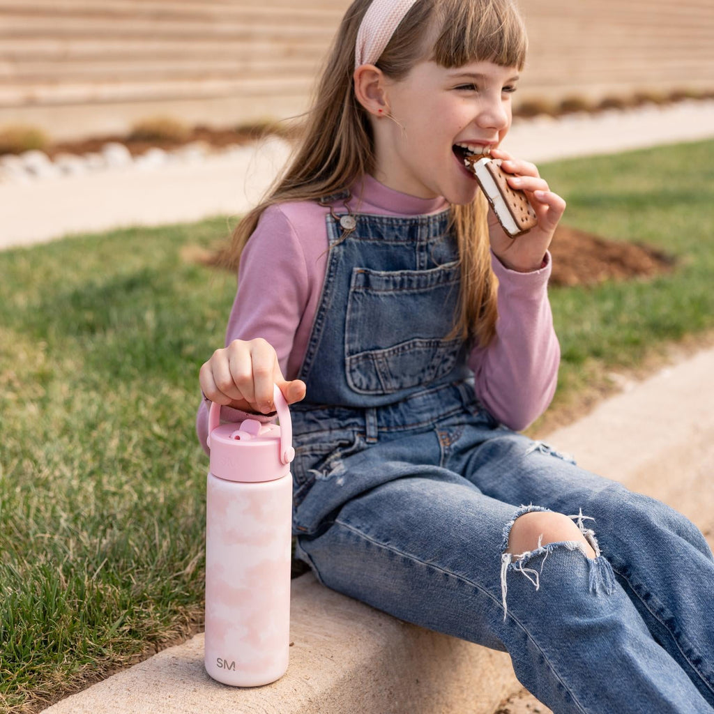 Simple Modern 18 fl oz Insulated Stainless Steel Summit Wide Mouth Water Bottle with Handle and Straw Lid|Black and White Checkmate C398F