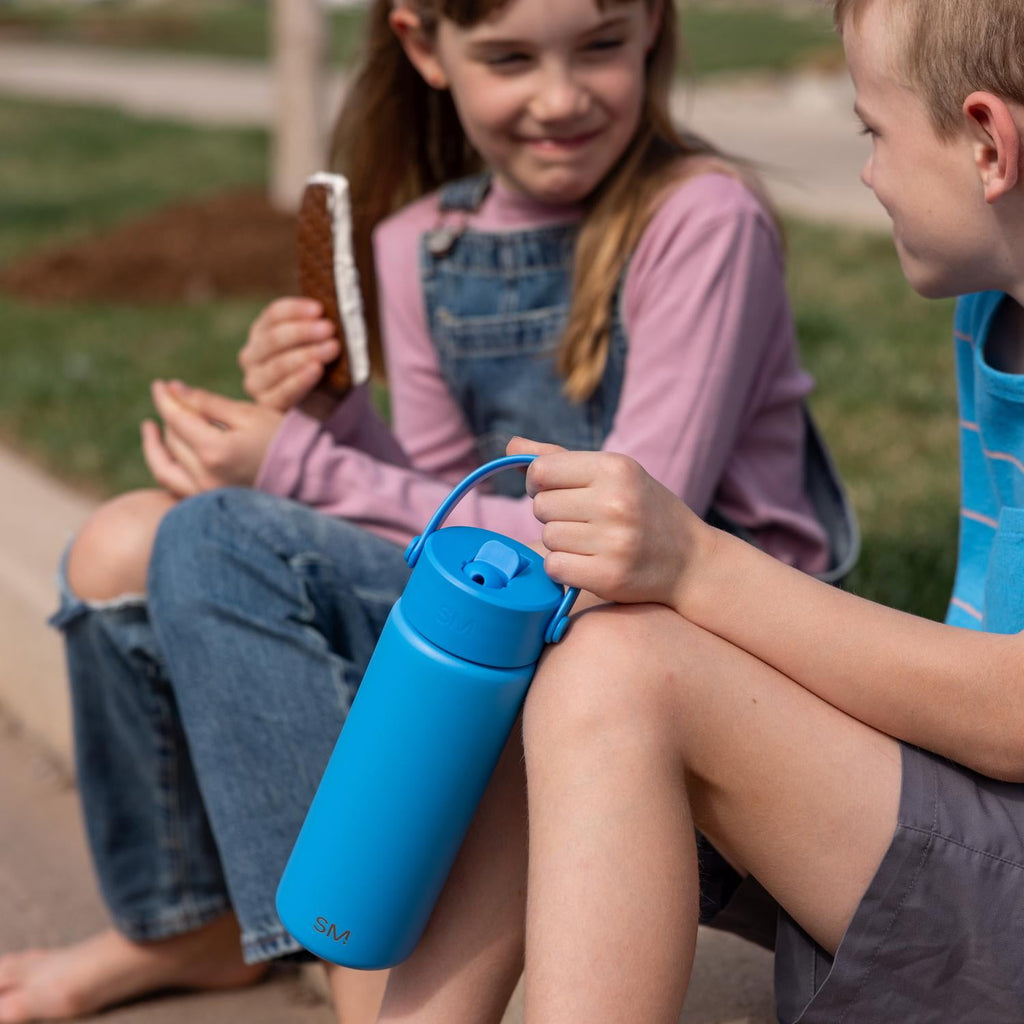 Simple Modern 18 fl oz Insulated Stainless Steel Summit Wide Mouth Water Bottle with Handle and Straw Lid|Black and White Checkmate C398F