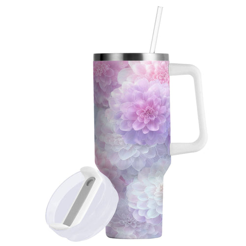 30 oz Insulated Stainless Steel Tumbler Double Wall Stainless Steel Tumbler with 2-Way Drinking Cute Pastel Watercolor Floral C578A