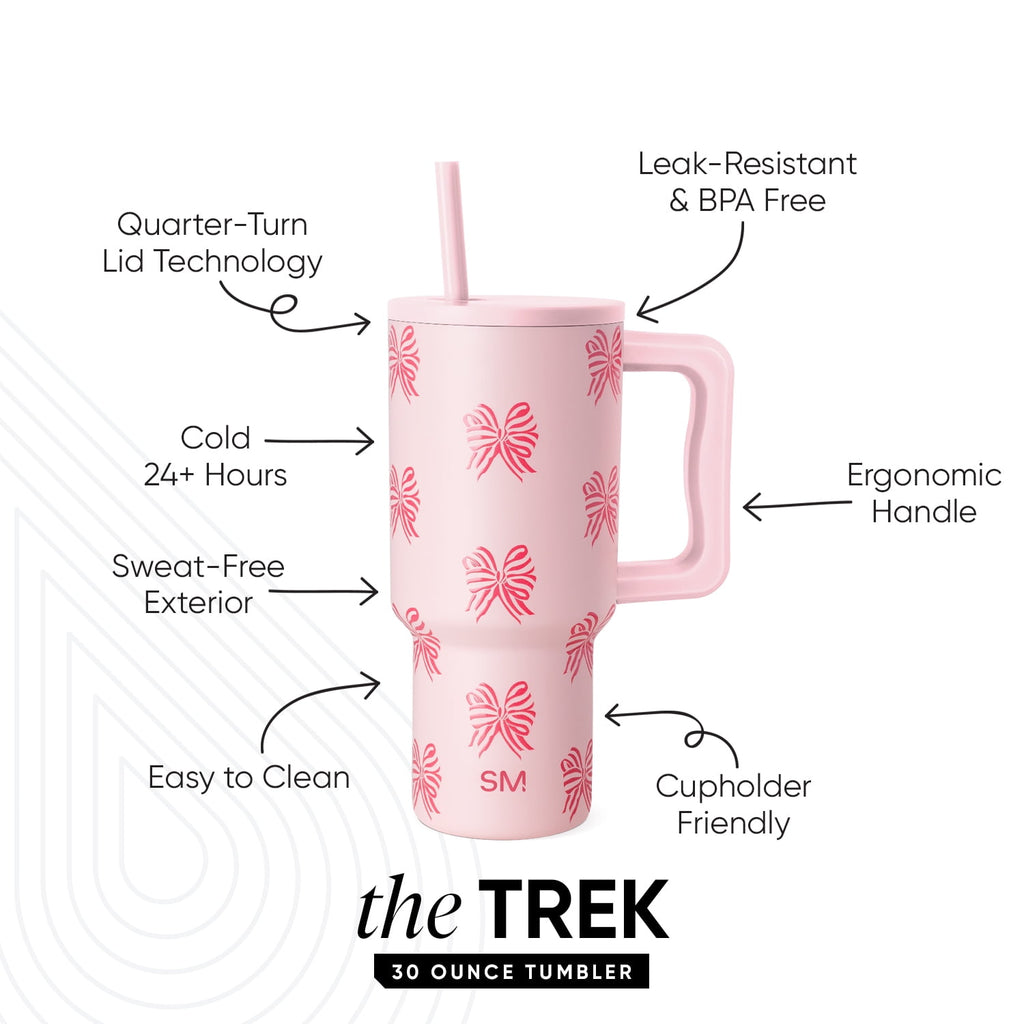 Simple Modern 30 fl oz Insulated Stainless Steel Trek Tumbler with Straw Lid | Seaglass Sage and Cream Checkmate C690C
