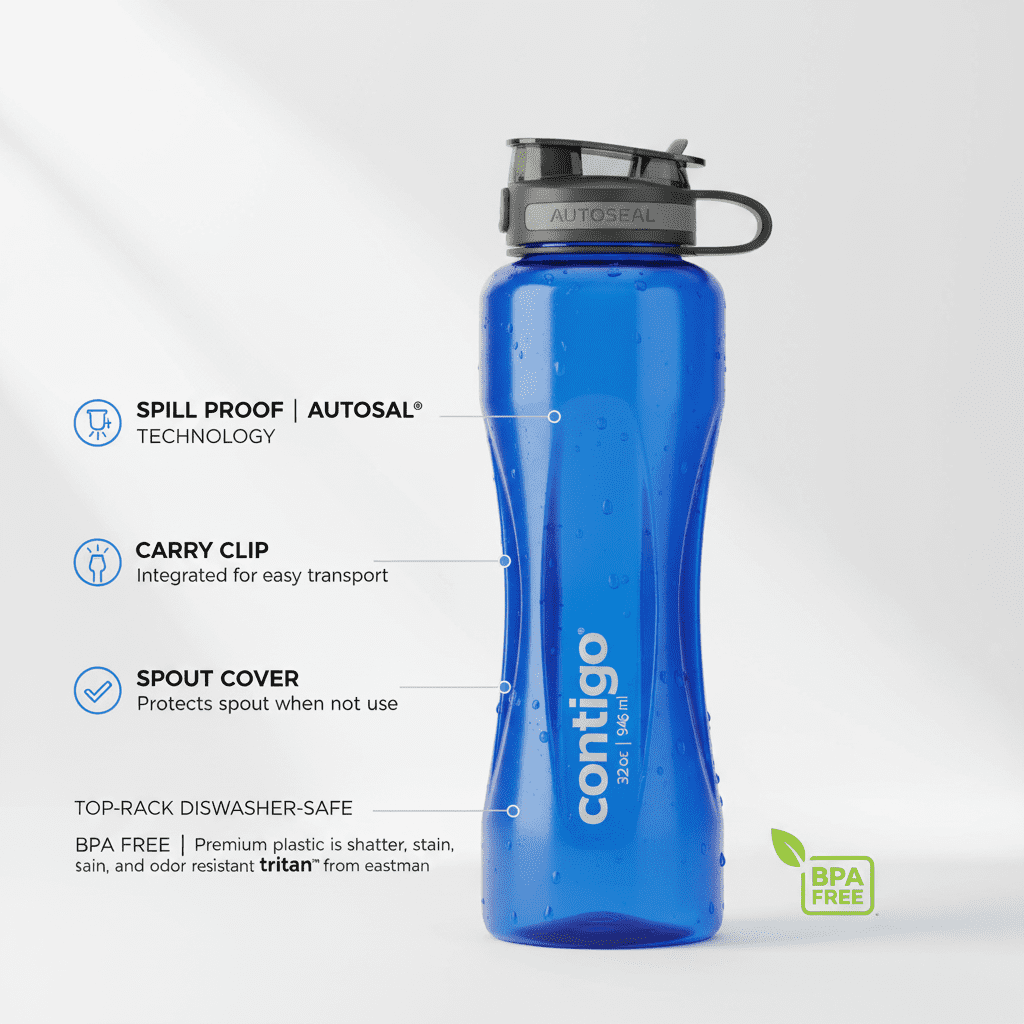 Contigo 32oz AutoSeal Fit Water Bottle 2-Pack Sangria Juniper New Damaged Box C074N