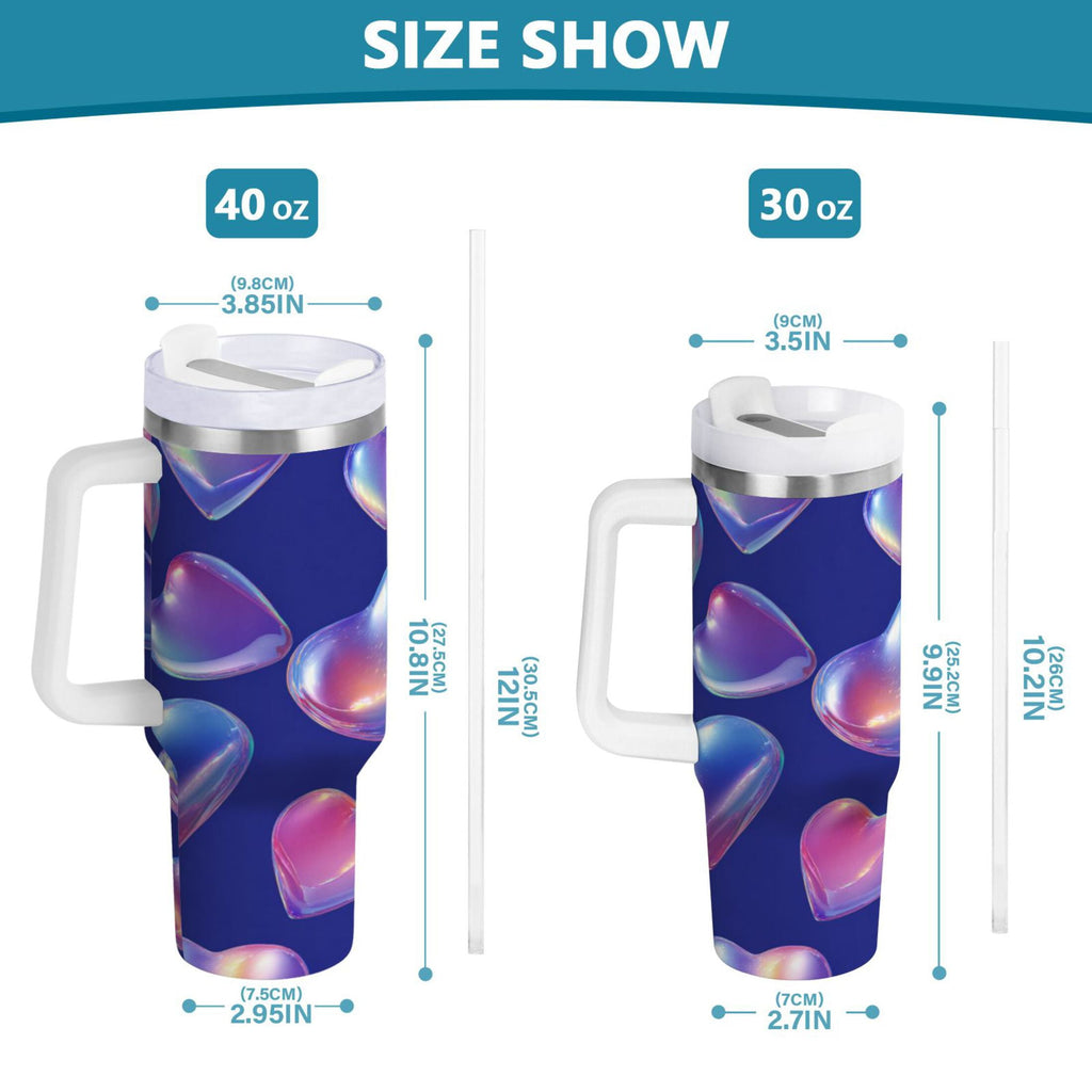 30 oz Insulated Stainless Steel Tumbler Double Wall Stainless Steel Tumbler with 2-Way Drinking Pink-purple Hearts C508Y