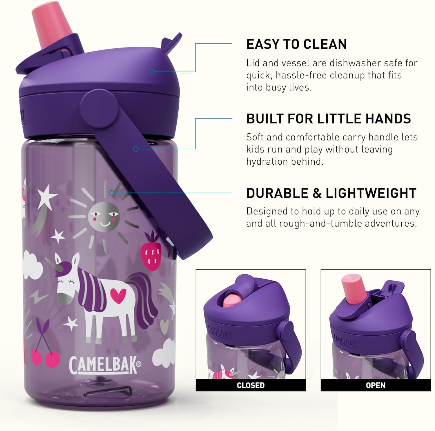Camelbak Thrive™ Flip Straw Kids 14oz Bottle, Unicorn Party C379Y
