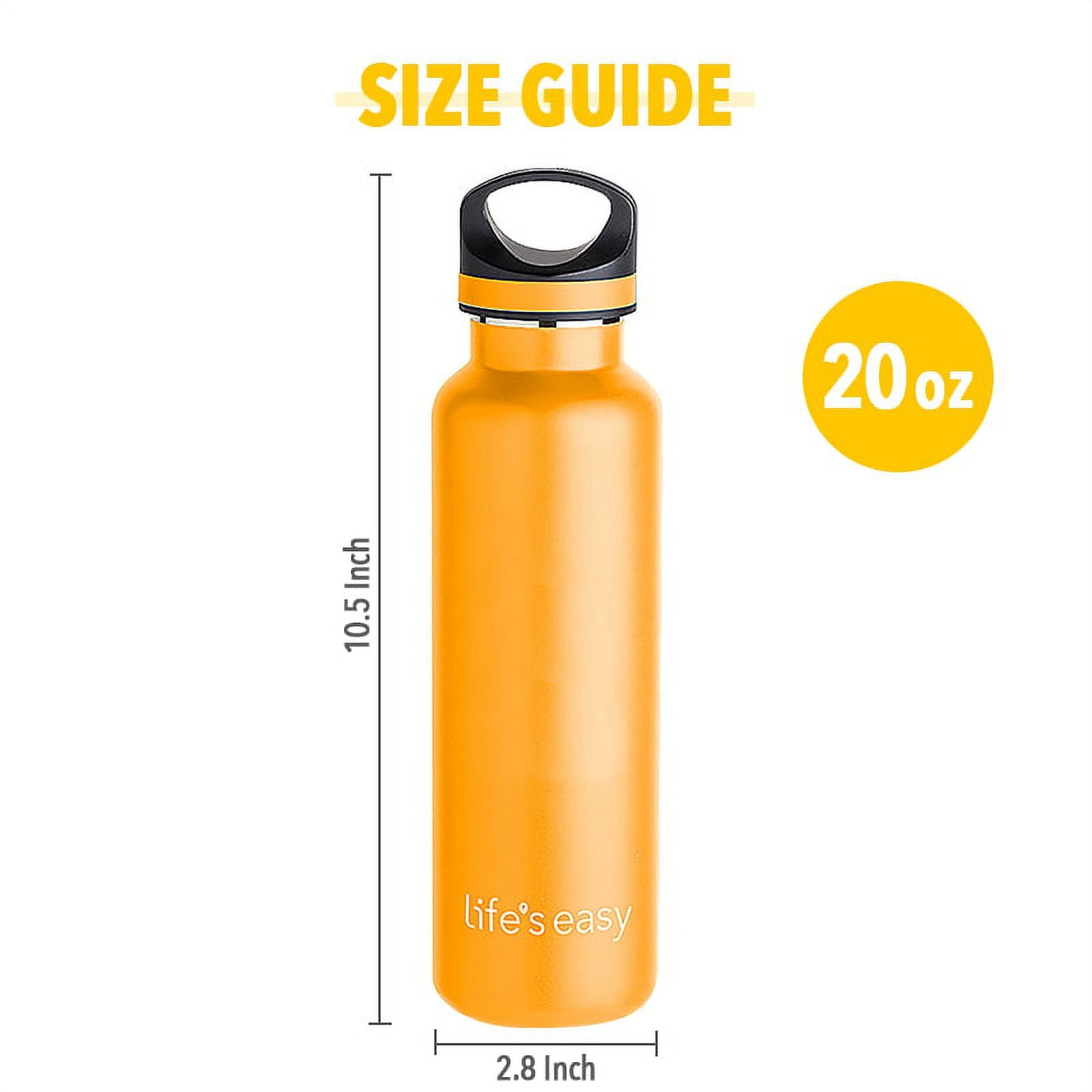 LIFE'S EASY 20 oz. Sports Insulated Water Bottle with Lid. Stainless Steel Vacuum Double Wall Thermo for Modern Hot and Cold Drinks, Simple Metal Hydro Canteen for Travel Men and Women (White) C417D