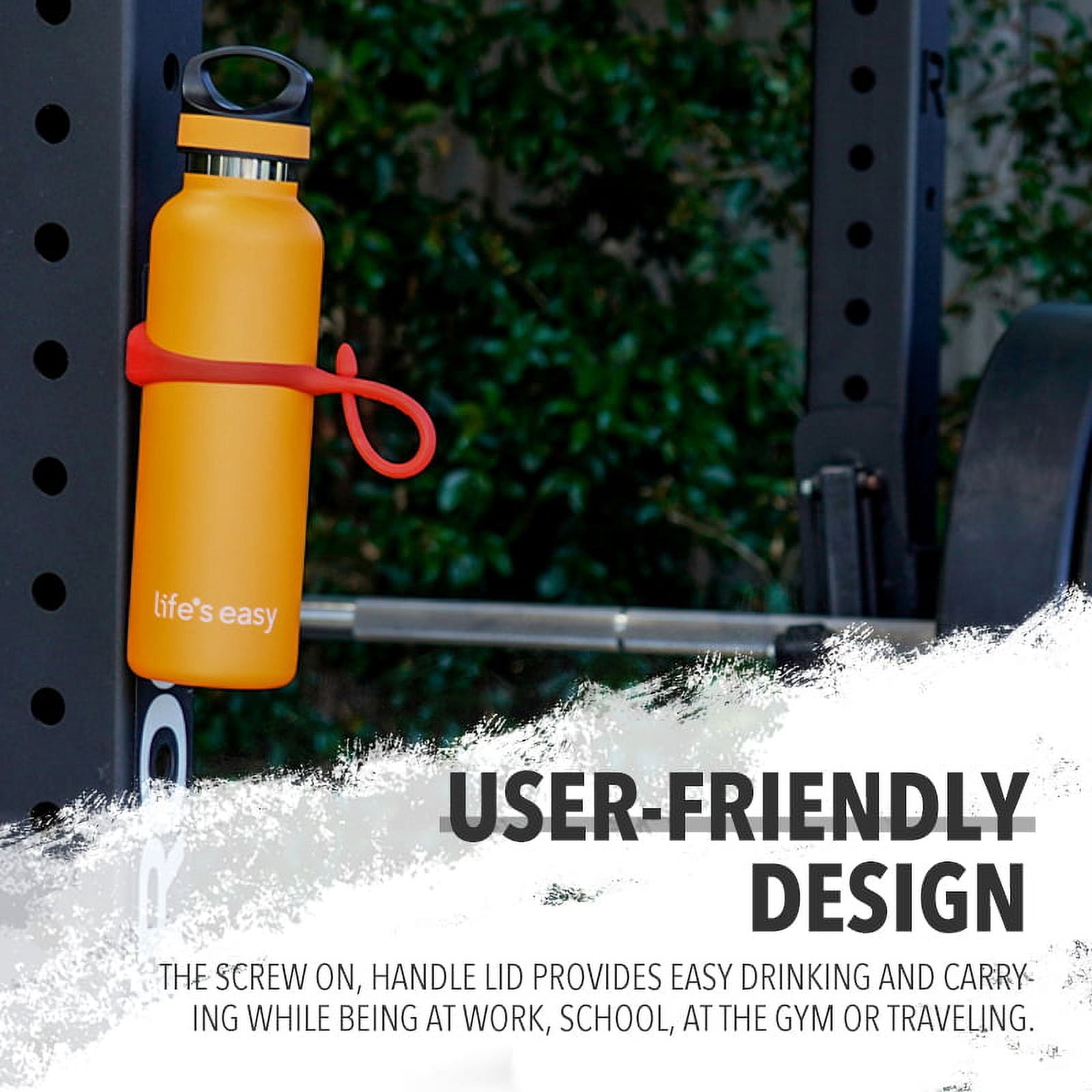 LIFE'S EASY 20 oz. Sports Insulated Water Bottle with Lid. Stainless Steel Vacuum Double Wall Thermo for Modern Hot and Cold Drinks, Simple Metal Hydro Canteen for Travel Men and Women (White) C417D