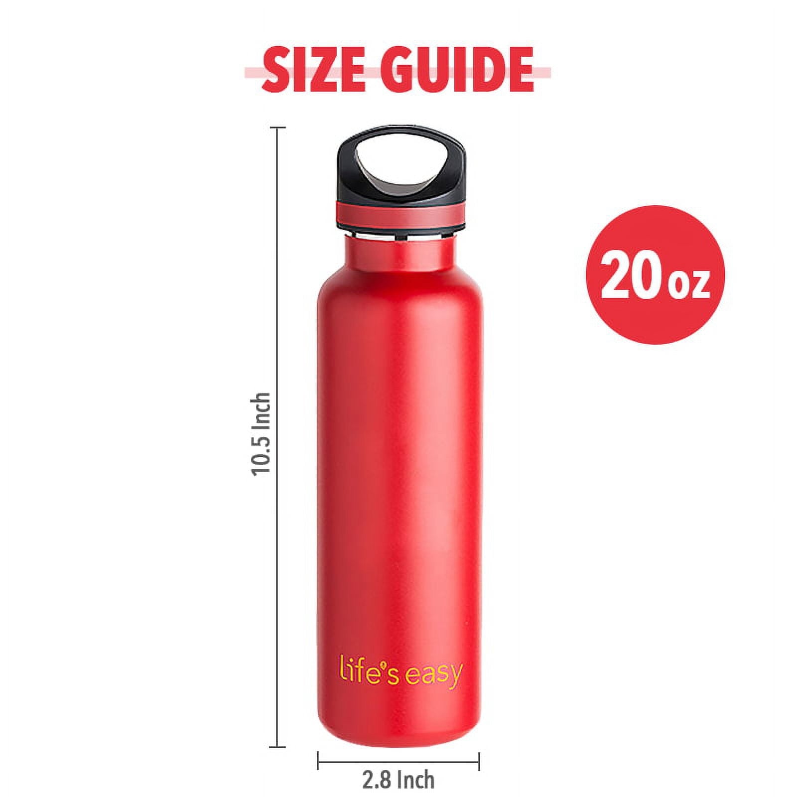 LIFE'S EASY 20 oz. Sports Insulated Water Bottle with Lid. Stainless Steel Vacuum Double Wall Thermo for Modern Hot and Cold Drinks, Simple Metal Hydro Canteen for Travel Men and Women (White) C417D