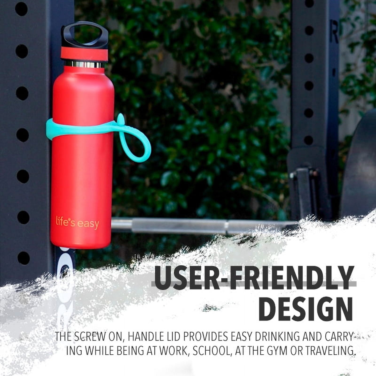 LIFE'S EASY 20 oz. Sports Insulated Water Bottle with Lid. Stainless Steel Vacuum Double Wall Thermo for Modern Hot and Cold Drinks, Simple Metal Hydro Canteen for Travel Men and Women (White) C417D