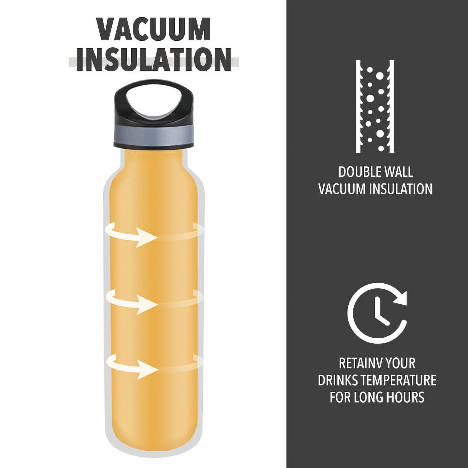 LIFE'S EASY 20 oz. Sports Insulated Water Bottle with Lid. Stainless Steel Vacuum Double Wall Thermo for Modern Hot and Cold Drinks, Simple Metal Hydro Canteen for Travel Men and Women (White) C417D