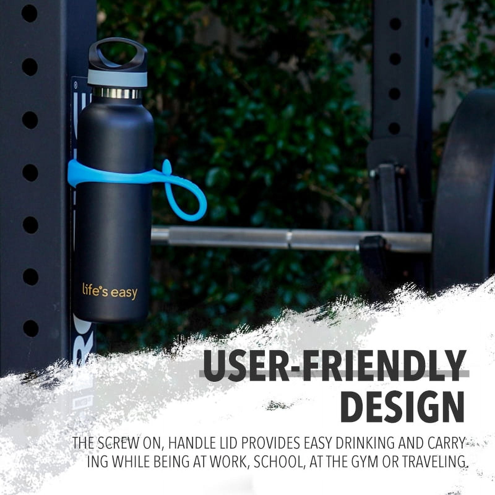 LIFE'S EASY 20 oz. Sports Insulated Water Bottle with Lid. Stainless Steel Vacuum Double Wall Thermo for Modern Hot and Cold Drinks, Simple Metal Hydro Canteen for Travel Men and Women (White) C417D