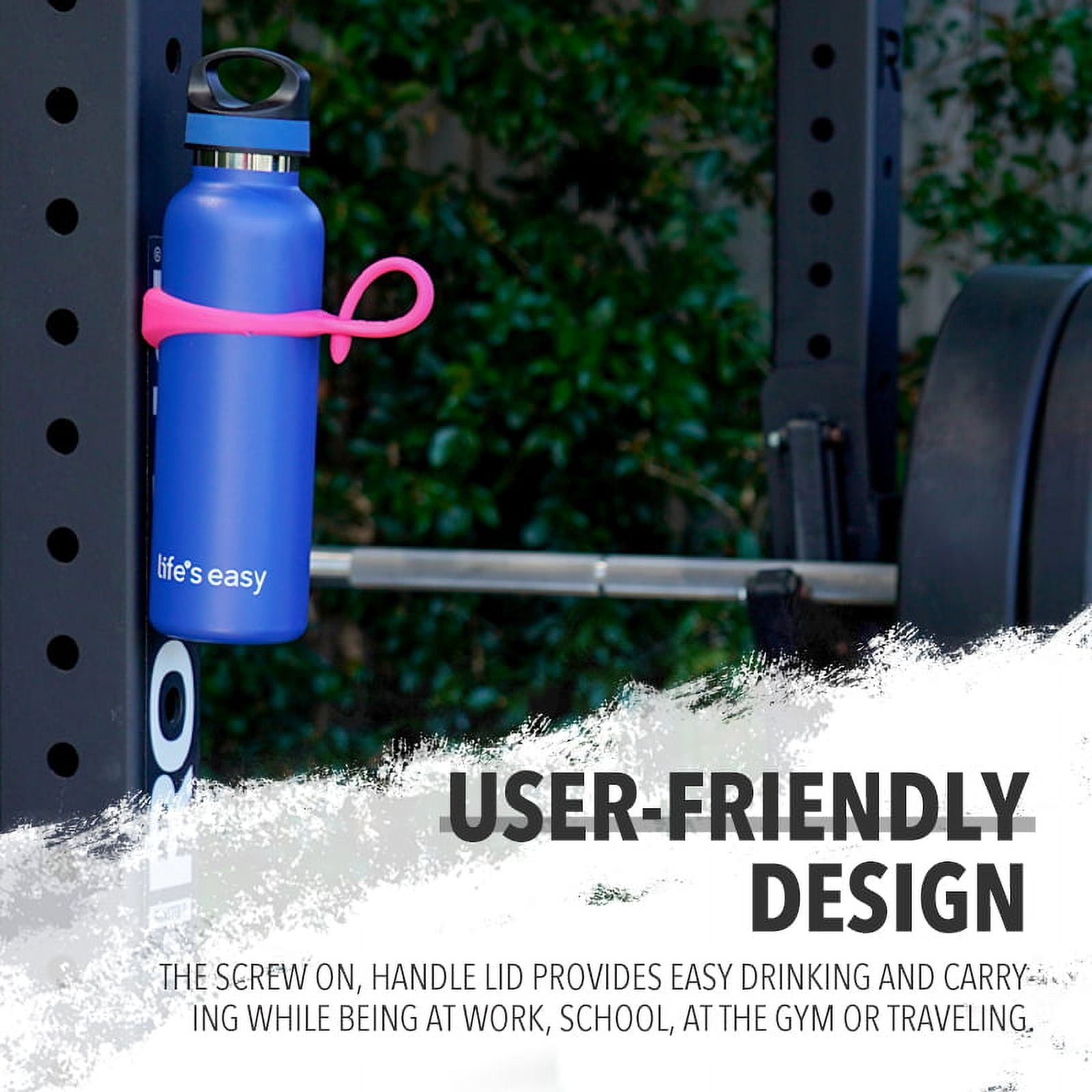 LIFE'S EASY 20 oz. Sports Insulated Water Bottle with Lid. Stainless Steel Vacuum Double Wall Thermo for Modern Hot and Cold Drinks, Simple Metal Hydro Canteen for Travel Men and Women (White) C417D